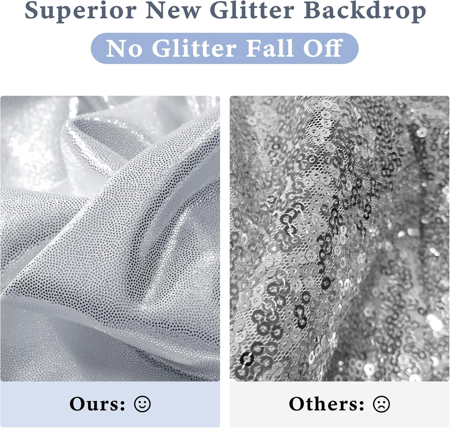 Outpain 10x10ft Silver Sequin Backdrop Curtains -Heavy Duty Gold Photography Backdrops with Non-Shedding Glitter, Wrinkle-Free Stage Drapes for Wedding/Christmas/Studio Shoots (5x10ft 2 Panels)