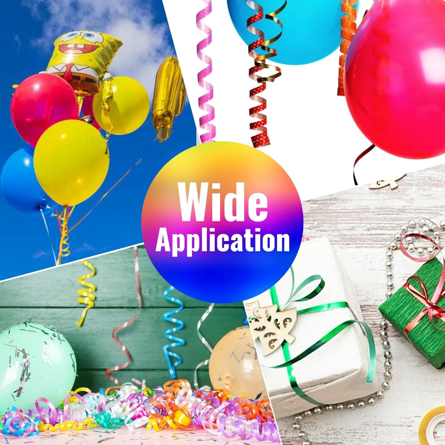 GIFTEXPRESS 12 Rolls Glitter Curling Ribbons Assortment for Balloon, Christmas, Gift Warp, Birty Party – Assorted Shiny Metallic Sparkling Colors Ribbon for Art and Craft, Party Decoration