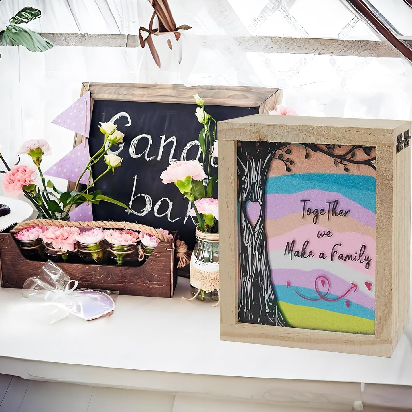 Wedding Unity Sand Ceremony Kit Sand Ceremony Kit for Weddingwith Wood Box 6 Vase 6 Unity for Weddings Bridal Party