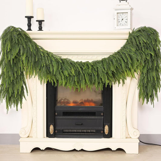 5FT Christmas Norfolk Pine Garland -1PCS, Artificial Pine Needles Garlands Faux Greenery Fake Garland for Holiday Fireplace,Table,Window,Stairs,Mante,Indoor Outdoor Decor