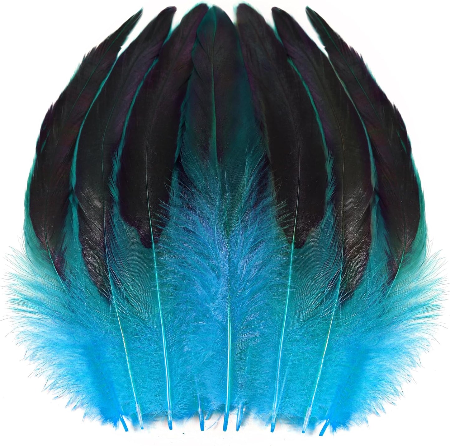 SOGUGOM Turquoise Rooster Tail Feathers - 200 pcs 5-7 inch Craft Bulk Feathers for Craft Projects, Hats, Costume and Party(Turquoise)