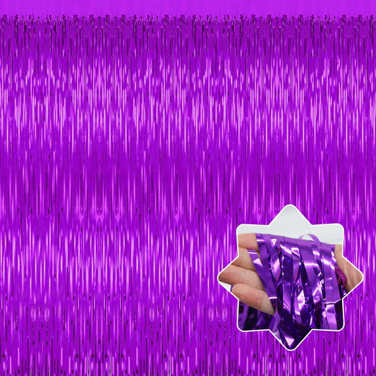 5 Pack Purple Backdrop Tinsel Streamers Foil Fringe Backdrop Halloween Party Decorations Purple Backdrop Curtain Birthday Graduation Bachelorette Christmas New Year Party Decorations