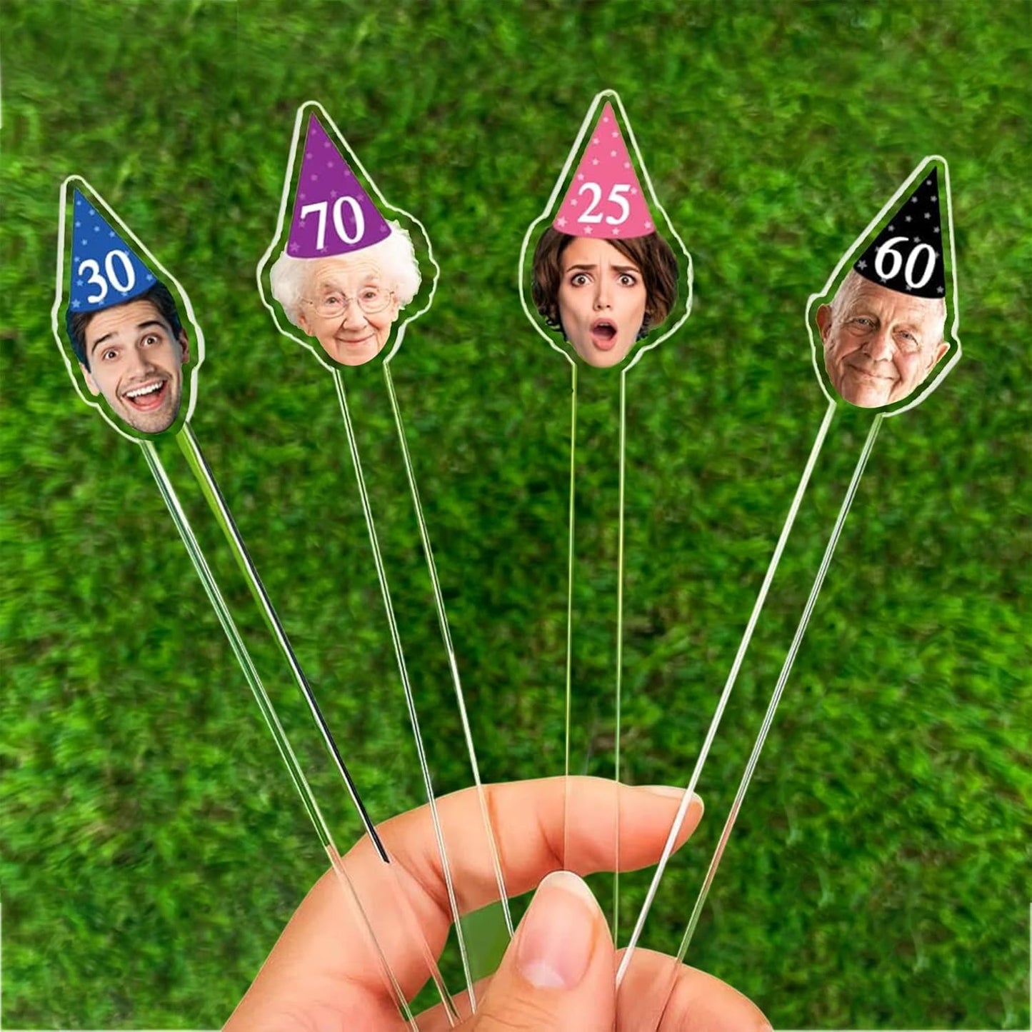 50 Pcs Personalized 50th To 90th Birthday Drink Stirrers With Photo Face, Custom Photo Cutout Stir Stick, 60th 70th 80th Birthday Party Decorations, Decor For Retirement, Graduation Parties