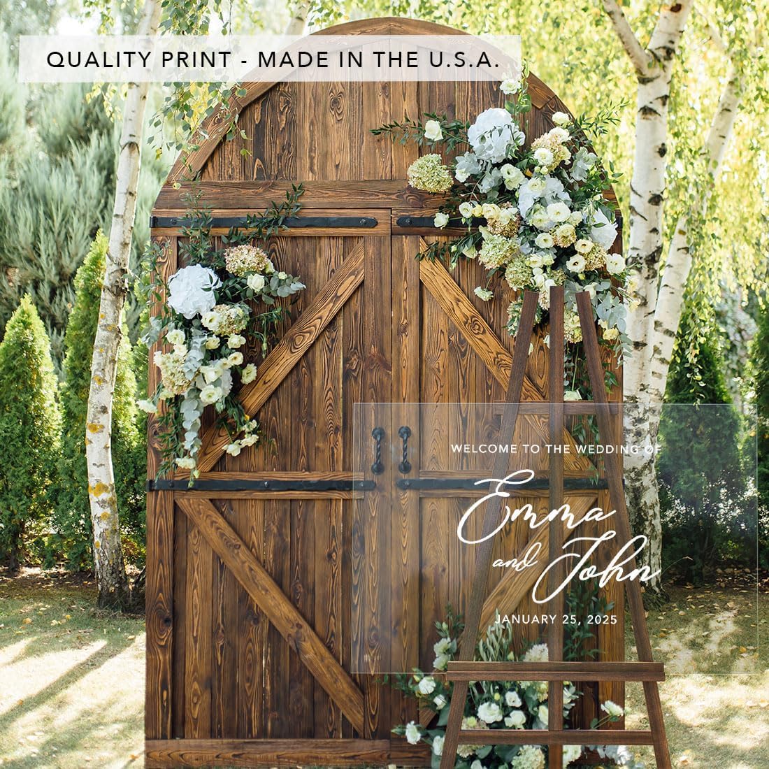 Andaz Press Custom Large Wedding Acrylic Sign, 16 x 24 Inches, Welcome Custom Script, Personalized Sign, Wedding Welcome Sign For Modern Theme Bienvenidos a Nuestra Boda