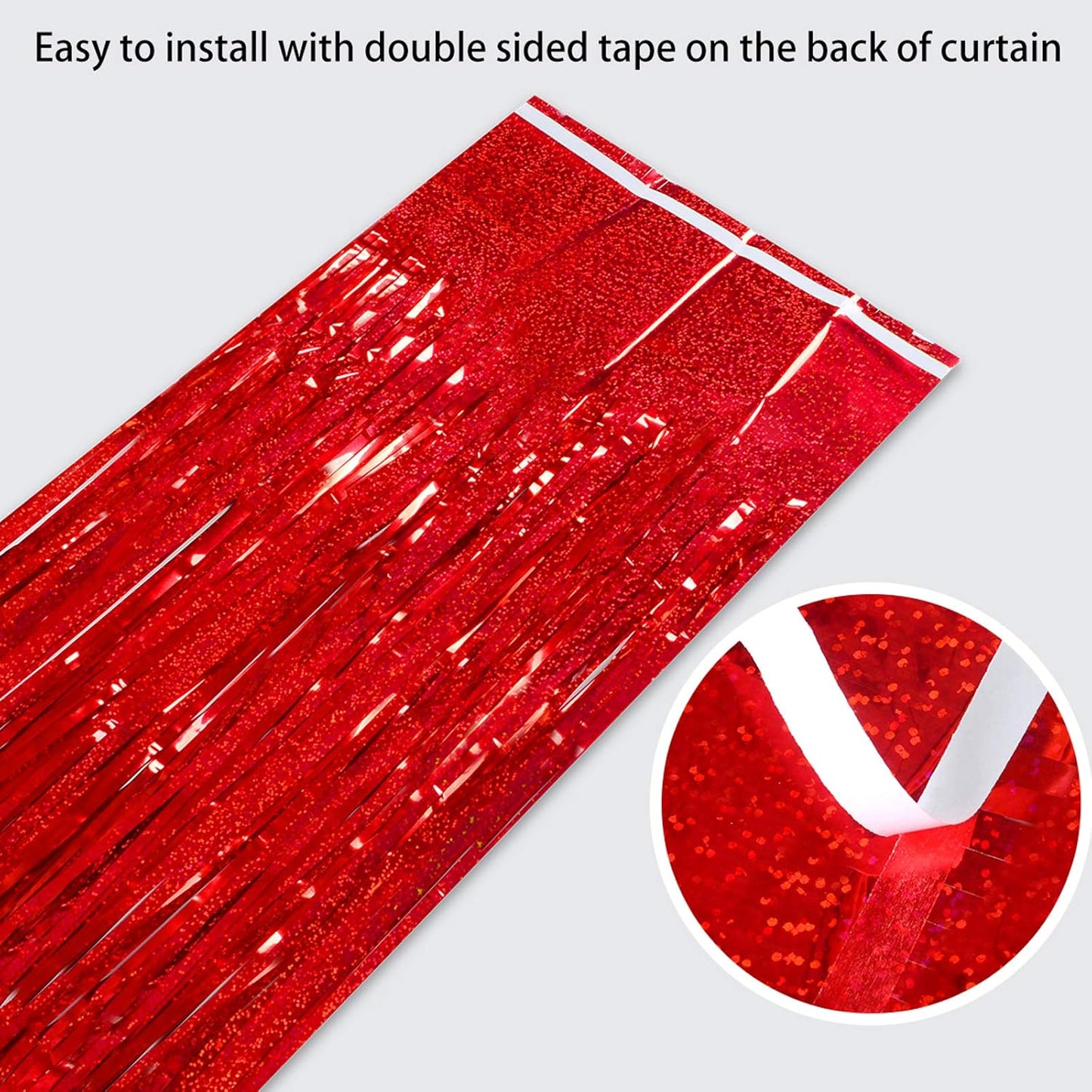 Foil Fringe Curtains Red Streamers Party Decorations - Melsan 3 Pack 3.2 x 8.2 ft red Fringe Backdrop Party Photo Backdrop for Back to School Birthday Party Baby Shower or Graduation Decorations