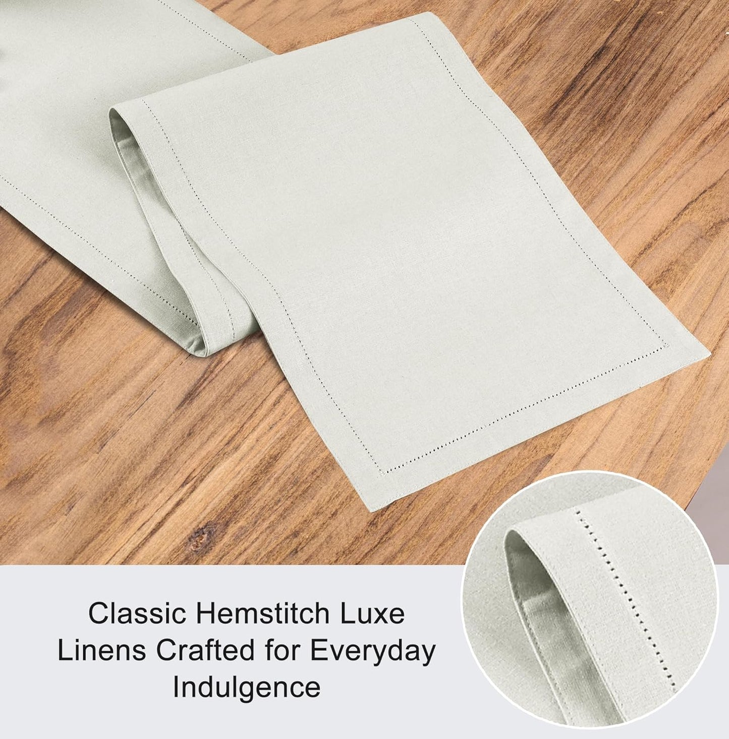 Ruvanti Linen Table Runner 90 Inches, Classic Hemstitch, Washable, Reusable, Non-Slipping, Stain Resistant- Perfect for Parties, Weddings, Dinners, Thanksgiving, Christmas, Indoor use – Ivory