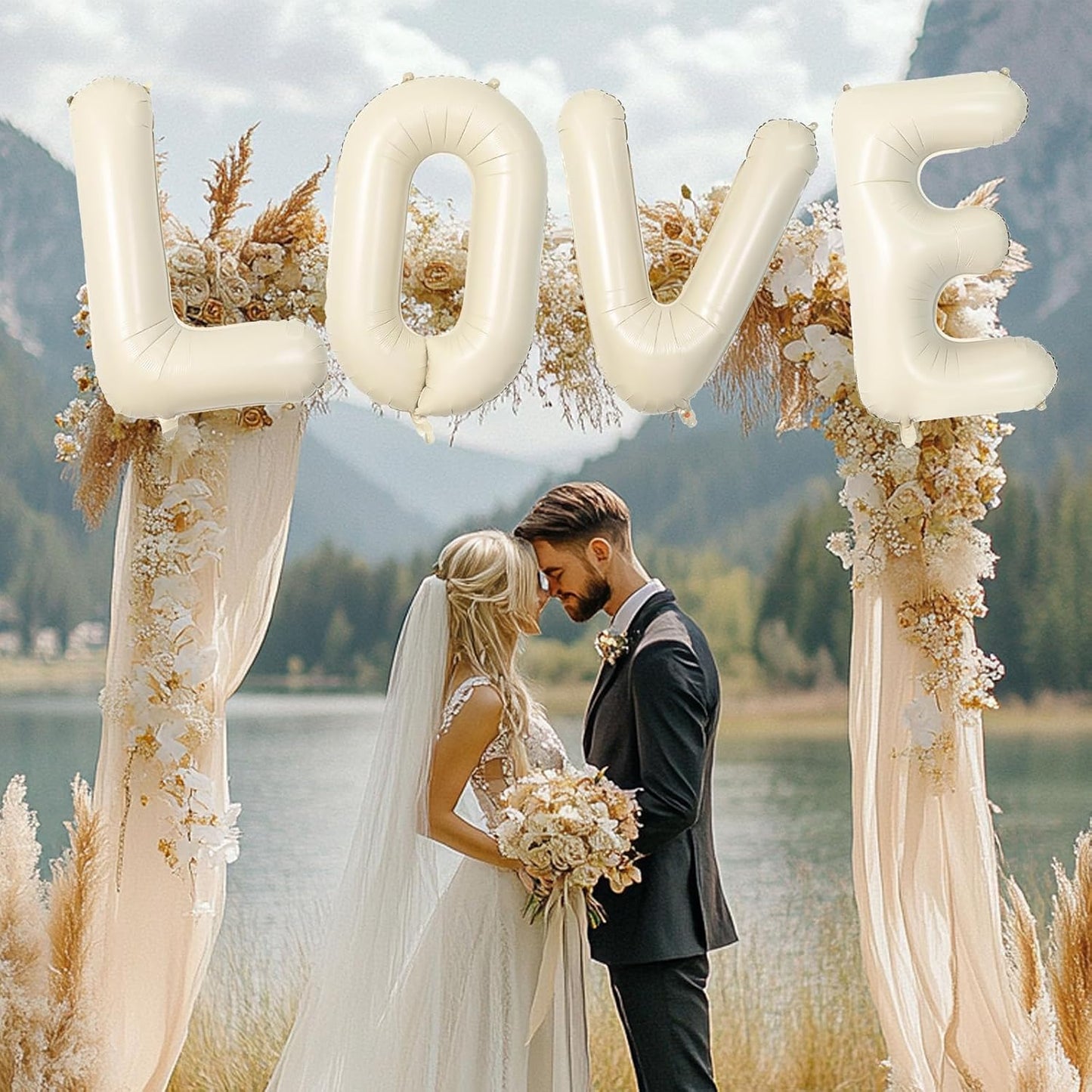 40 Inch Letter Balloons H, Big Custom A-Z Alphabet Foil Name Balloon Cream White, Self Inflating Beige Customize Helium Balloon Letters H for Women Girls Happy Birthday Oh Baby Shower Party Decoration