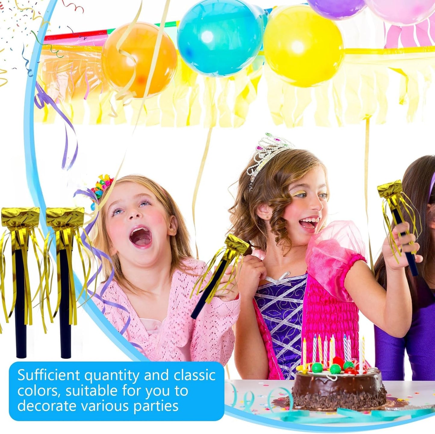 24 Pieces Party Squawkers Christmas Party Blowers Noise Makers for New Year Party Favor Supplies, Silver, Gold