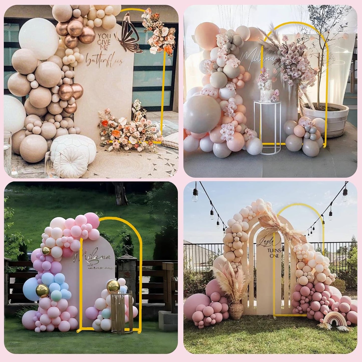 Bazen Wedding Arch Backdrop Stand 7.2FT, 6.6FT Set of 2 Metal Arch Backdrop Stand with White Arch Cover for Birthday Party Wedding Ceremony Bridal Baby Shower Banquet Party Event Decor