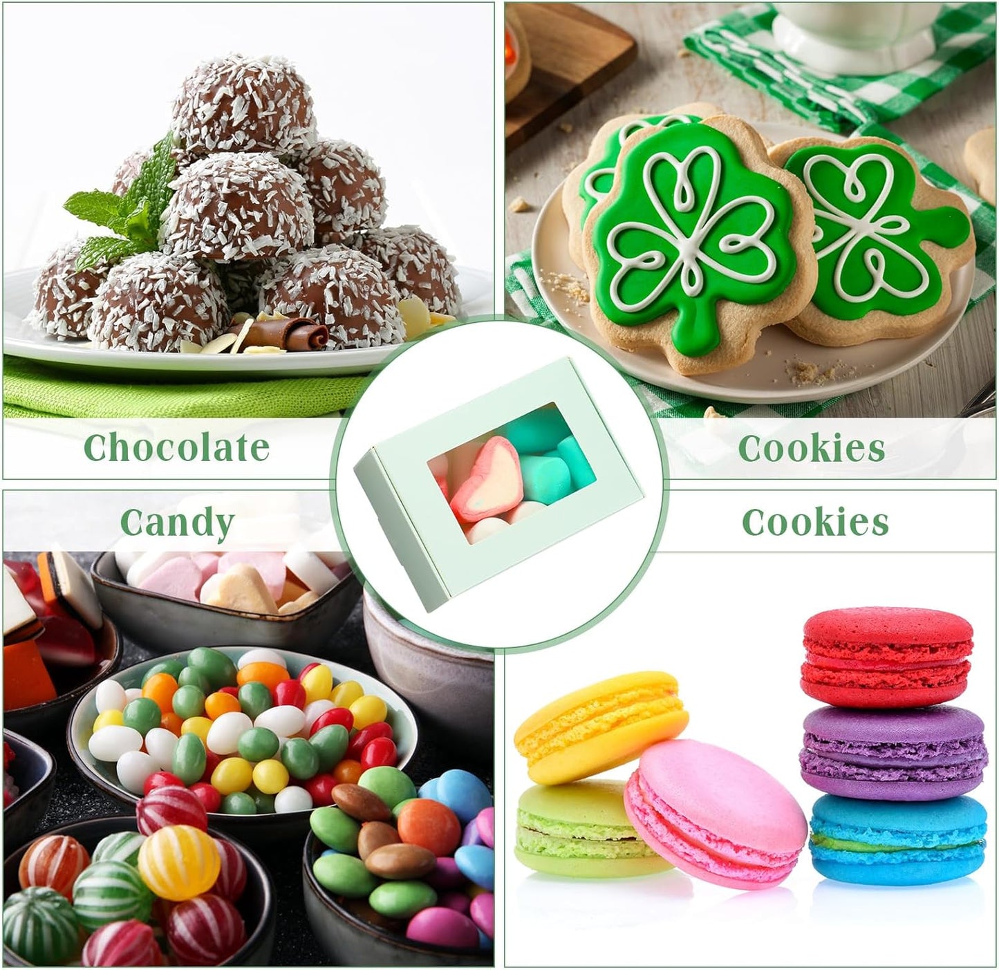 Zonon 30 Pcs Soap Boxes for Homemade Packaging, Mini Kraft Treat Boxes with Window for Bakery Candy Soap Making Gift Packaging(3.5 x 2.4 x 1.2 Inch,Light Green)