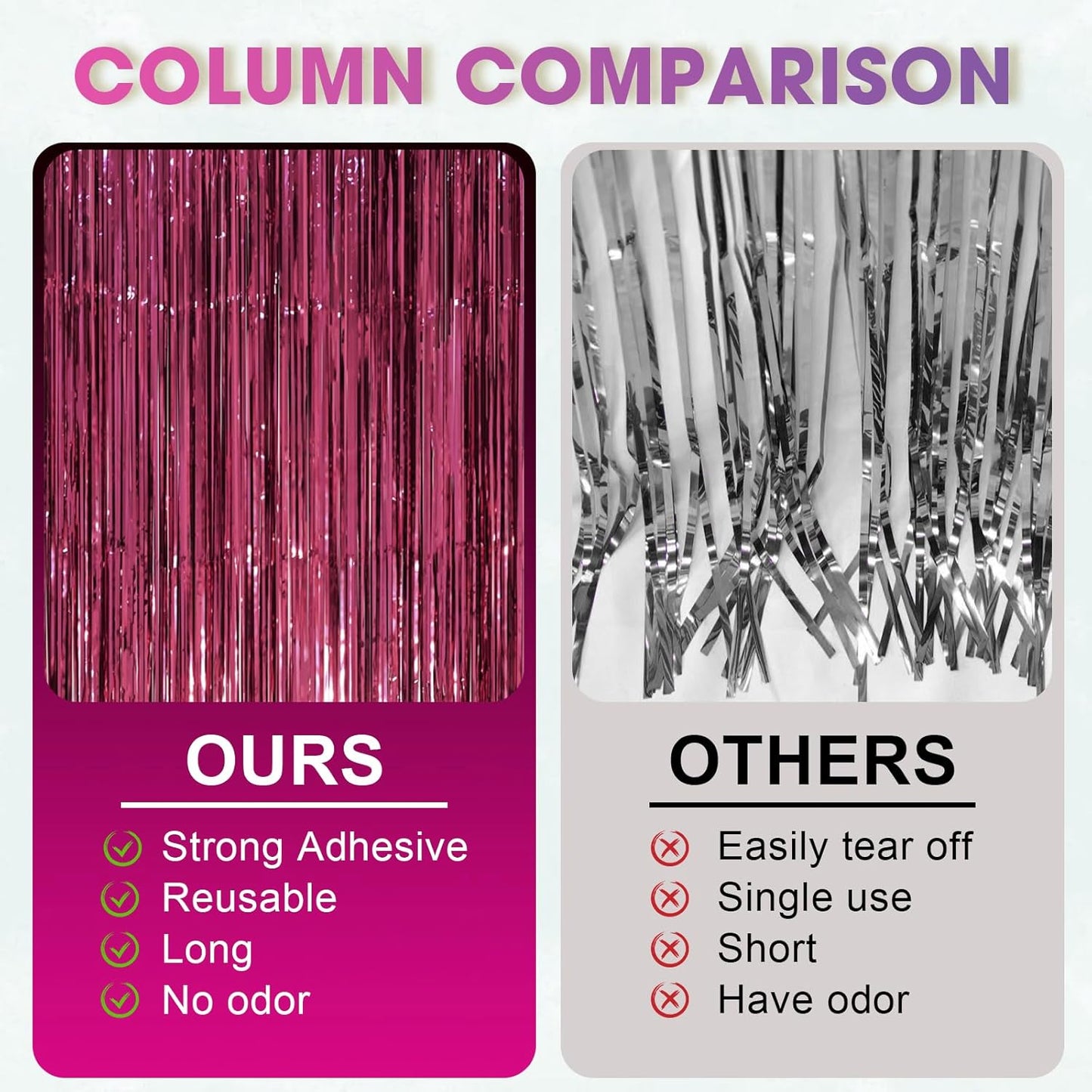 3 Pack 3.3 x 8.2 ft Burgundy Foil Fringe Backdrop Curtains, Tinsel Streamers Party Decorations, Fringe Backdrop, Door Shimmer for Graduation, 70s, 80s, 90s Party