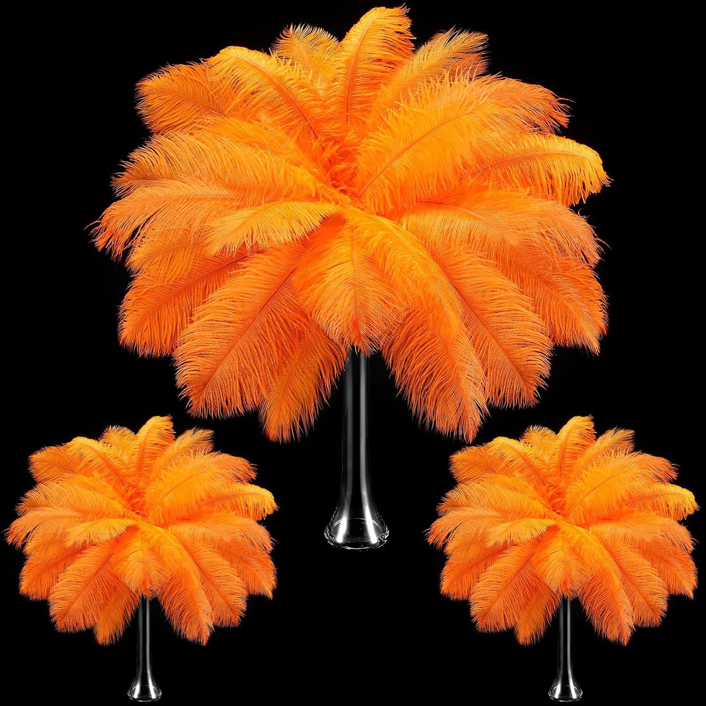 Maitys 90 Pcs Large Natural Ostrich Feathers Bulk 14-16 Inch (35-40cm) 12-14 Inch (30-35cm) 10-12 Inch (25-30cm) Ostrich Feathers Plumes for Centerpieces Wedding(Orange)