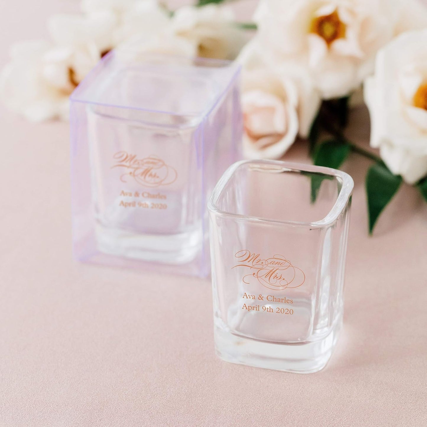 WEDDINGSTAR Personalized 2oz Square Shot Glass Customizable Full Color Print - 84 pack