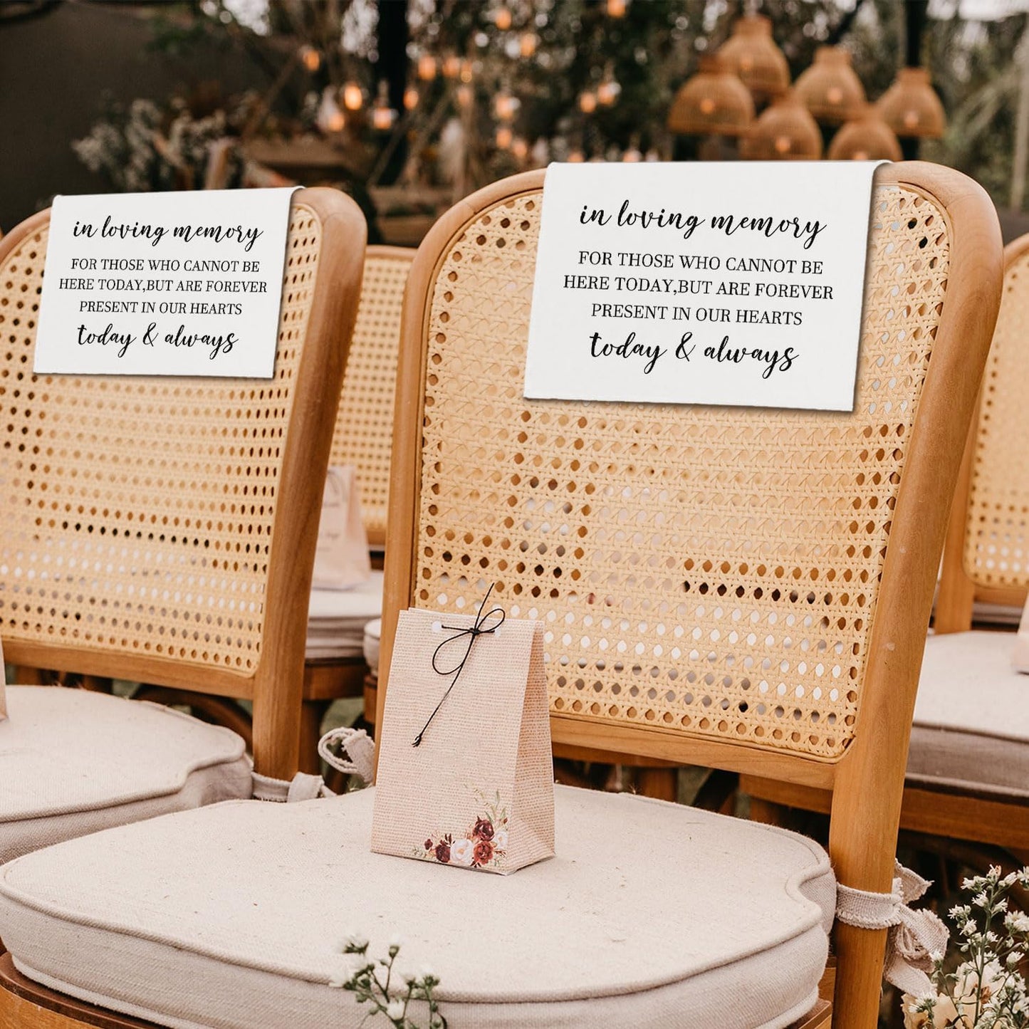 In Loving Memory Wedding Sign, Reserved Memorial Chair Signs Pew Cloths Seating Placeholder, Wedding Decorations for Reception Event Celebrations (2 Pcs, today & always)