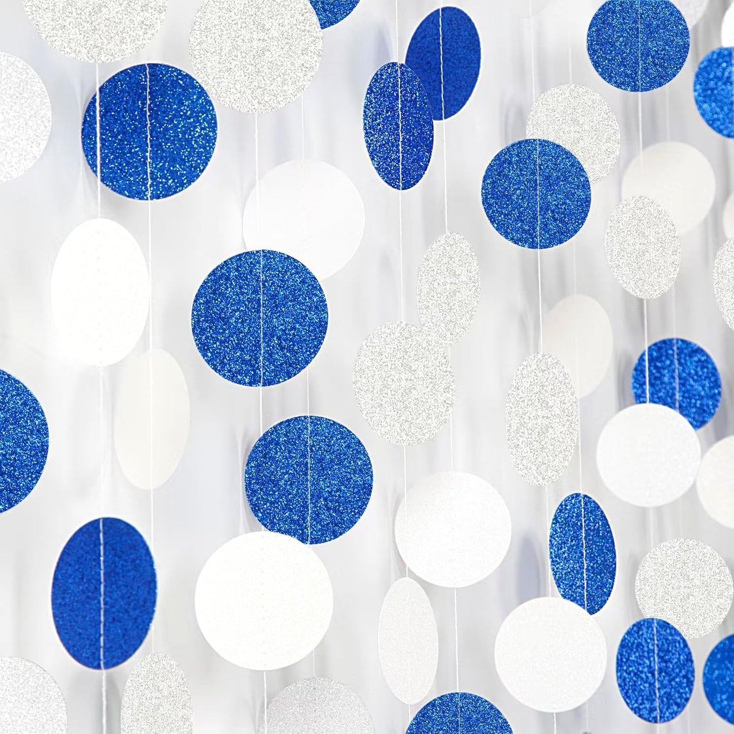 Navy-Blue White-Silver Birthday Party-Decorations Streamers - 52FT Graduation Hanging Paper Garland Banner,Baby Bridal Shower Wedding Engagement Bachelorette Supplies Backdrop Decor Hugtmr
