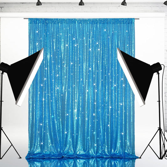 Eternal Beauty Turquoise Sequin Backdrop, 6x6 Ft Glitter Background Curtains for Shimmer Photography Party Wedding Birthday Back Drop Decor
