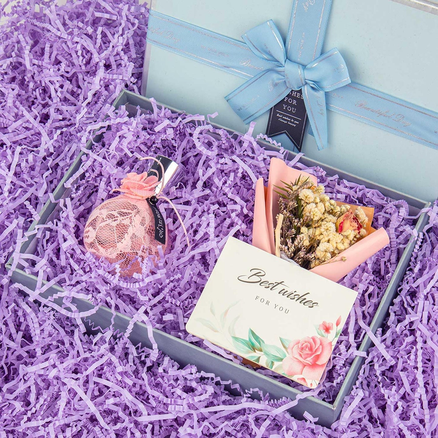 Caleihd Crinkle Cut Paper Grass Cushion Paper Streamer for Christmas Wedding Birthday Bridesmaid Engagement Craft Gift Boxes Bags Filler Decoration 4.5oz Purple