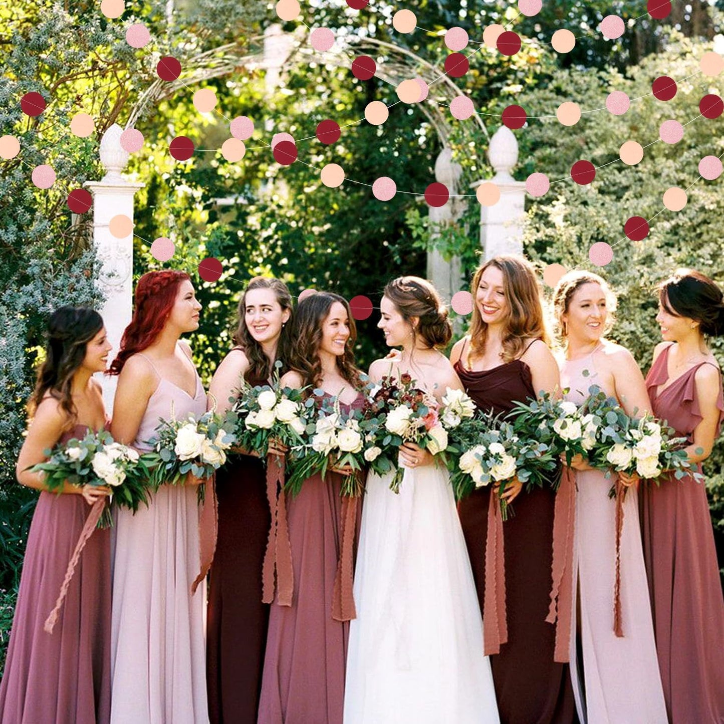 Burgundy Pink Peach Party-Decorations Paper-Garland - 52ft Rose Gold Glitter Streamers Banner,Birthday Princess Baby Bridal Shower Wedding Hanging Supplies Decor Hugfond