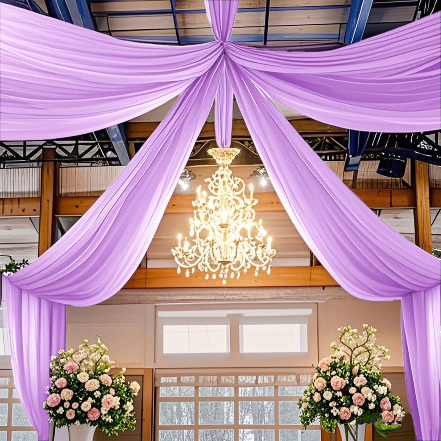 Ceiling Drapes for Weddings Light Purple Draping Fabric for Wedding Arch 5FTx20FT 2Panels Weddings Drapes Arch Decorations for Wedding Ceremony Lavender Ceiling Panels Swag Curtains for Reception