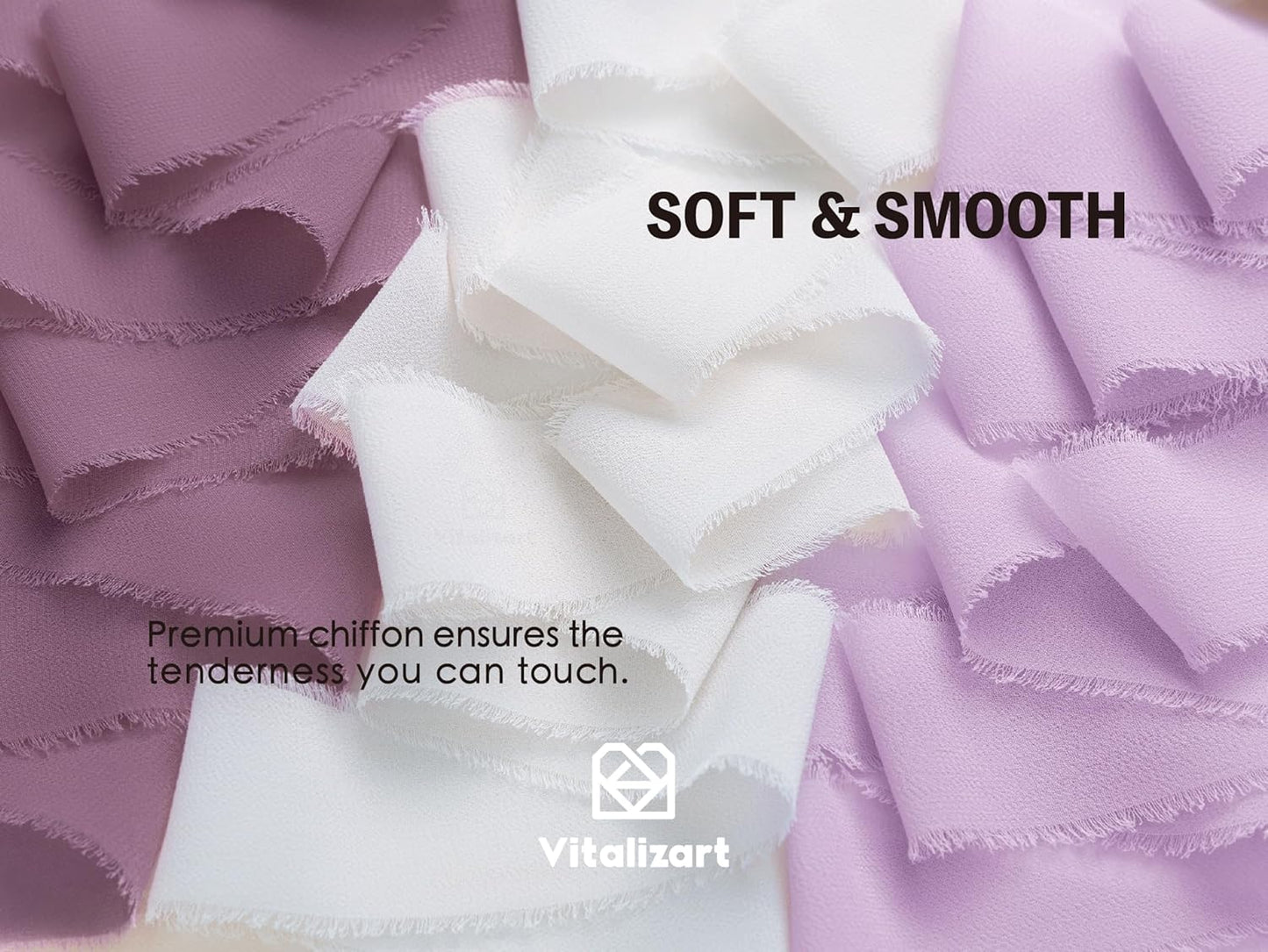 Vitalizart Chiffon Silk Ribbon Handmade Fringe 1.5" x 21 Yd Lavender Light Purple Lilac Frayed Edges Ribbons for Wedding Invitations Bridal Bouquets Gifts Wrapping Crafts Holiday Party Decorations