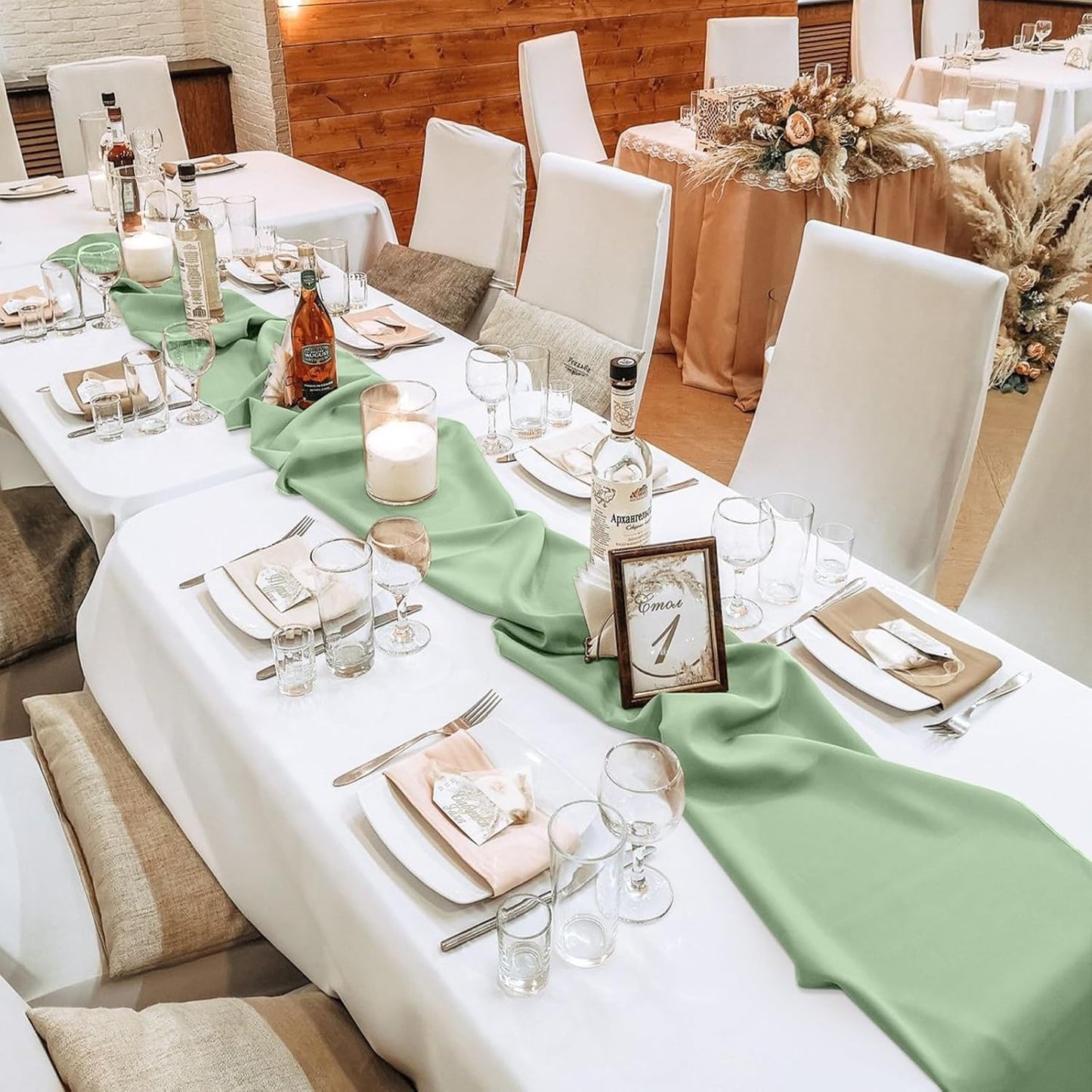 10 Pack 10ft Sage Green Chiffon Table Runners Wedding Table Runner Sheer Romantic Tulle Table Runner for Christmas Wedding Bridal Tea Party Baby Shower Birthday Party Table Decorations(120 x 12 in)