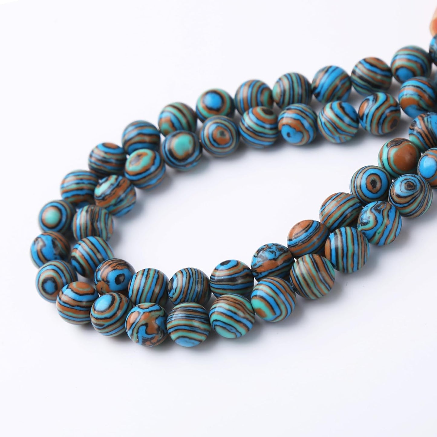 Blue Peacock Turquoise Stone Beads Gemstone Round Crystal Energy Jade Beads Stone Beads for Jewelry Making DIY Bracelet Necklace Jewelry Making 1 Strand 15.5inch 45PCS 8MM