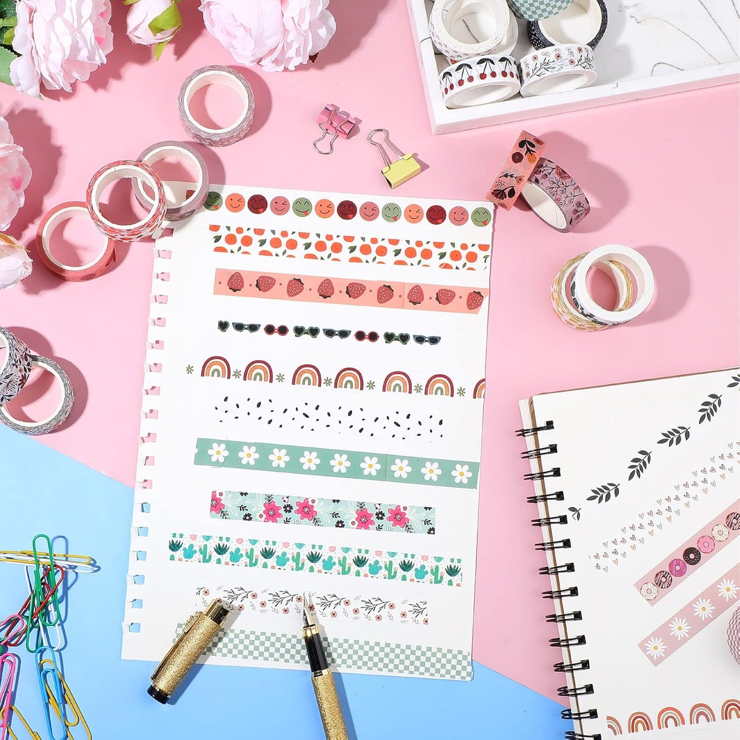 TaoBary 33 Rolls Holiday Plaid Washi Tape, 15 mm Seasonal Washi Tape Set Bohemian Colorful Vintage Cute for Card Wrapping Craft(Bohemia Style)