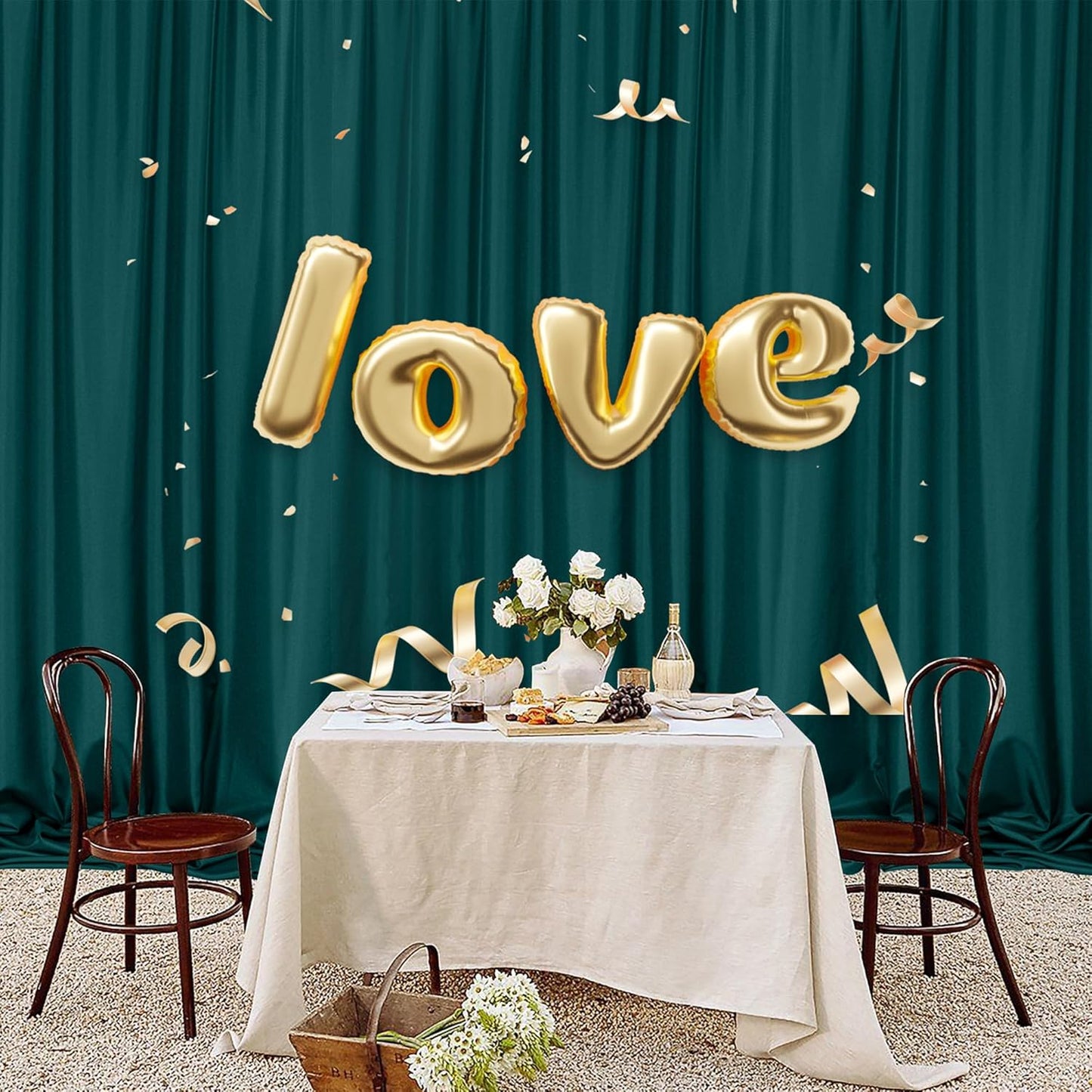 MEETSKY Hunter Green Backdrop Curtains for Parties Wedding Curtains Rod Pocket Green Photo Curtains Backdrop Sliding Drapes Backdrop Curtains for Birthday Party Photography, 5ft x 7ft, 2 Panels