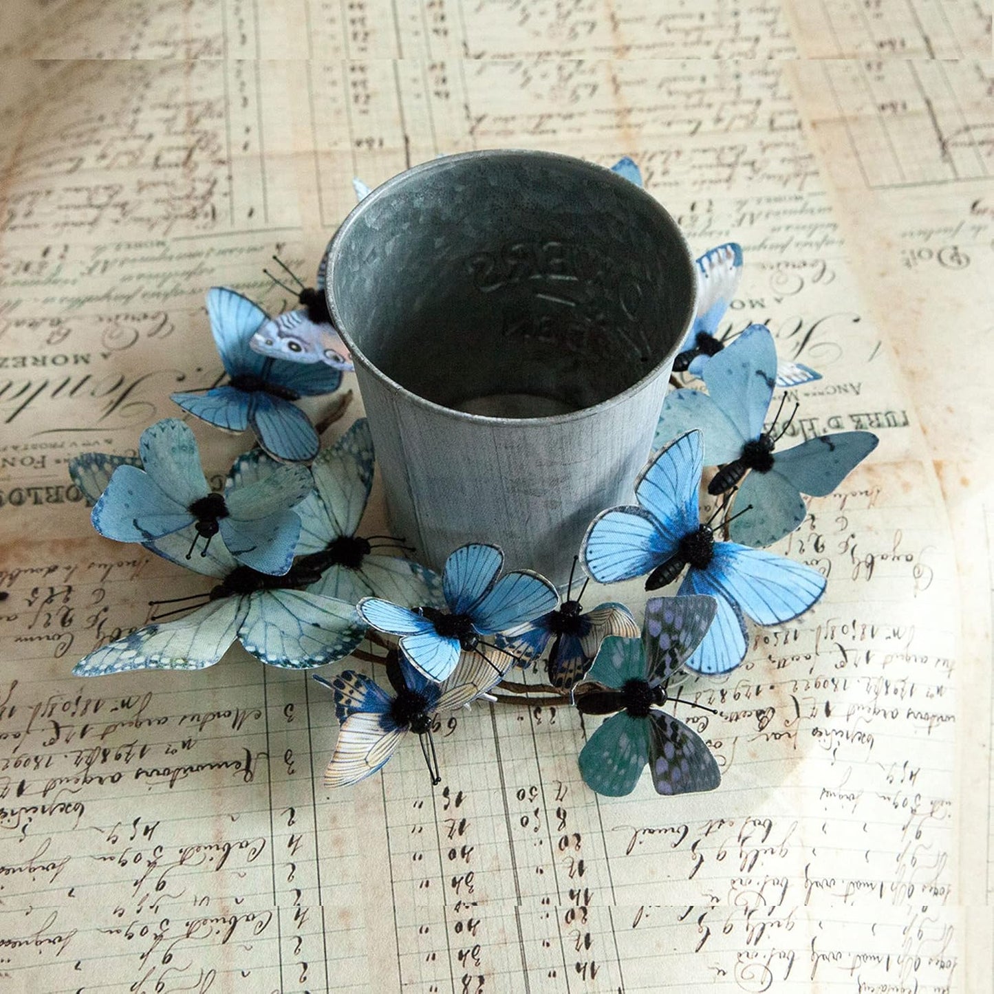 Artificial Butterfly Garland, Fake Butterfly Decorative Vines, DIY 3D Unique Butterfly Hanging Decor for Home Wall Easter Spring Flowers Party Wedding Arch Shopping (Blue)