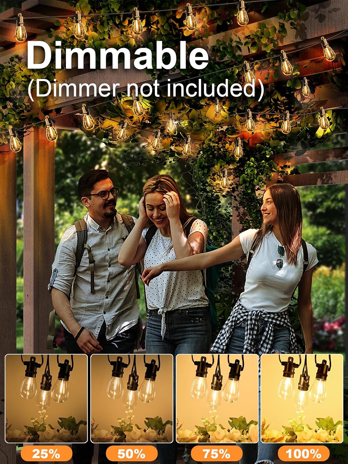 Svater Outdoor String Lights 150 FT, Patio Lights for Outside with Shatterproof Bulbs, IP65 Waterproof Commercial Grade LED Hanging Light for Backyard Bistro Market Cafe, Black