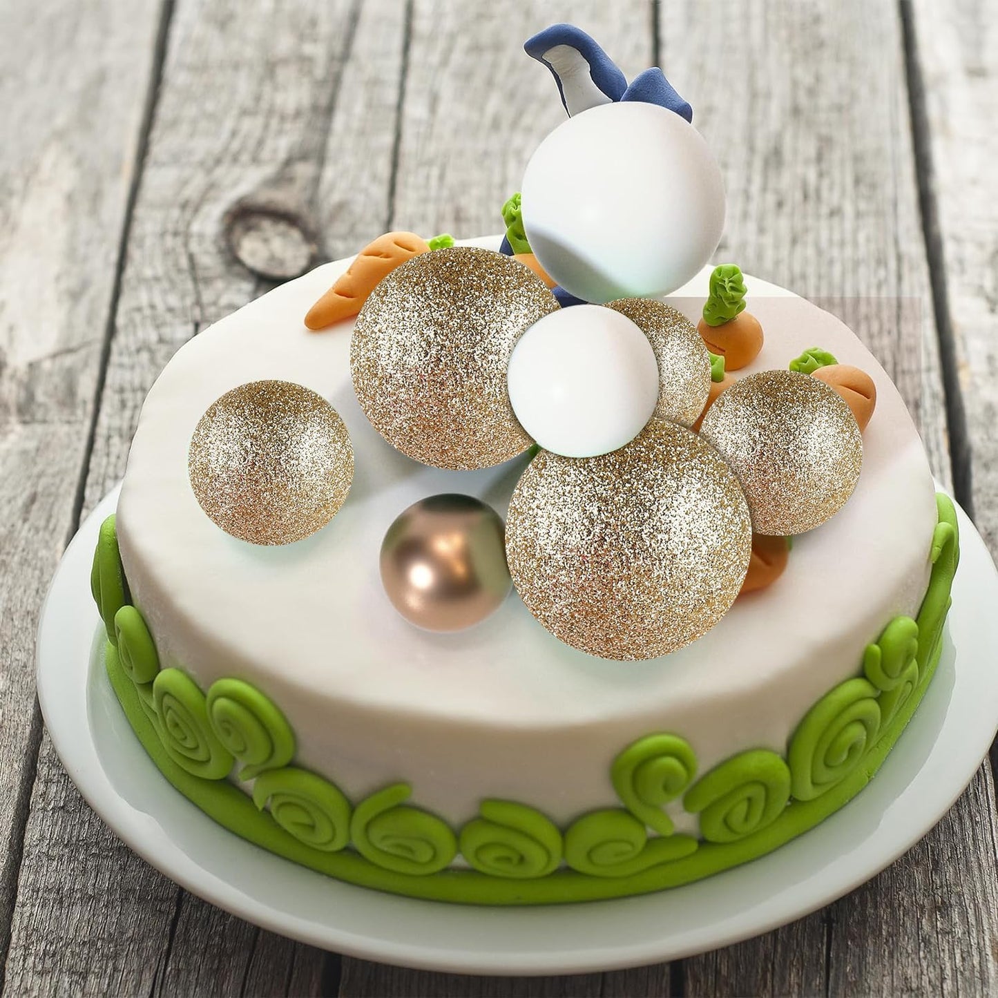 ASTARON 20 Pcs Ball Cake Topper Decorations Mini Balloons Cake Topper Sticks Champagne Gold Balls Cake Picks Cake Topper Balls Cake Decorations for Birthday Cake Decorations