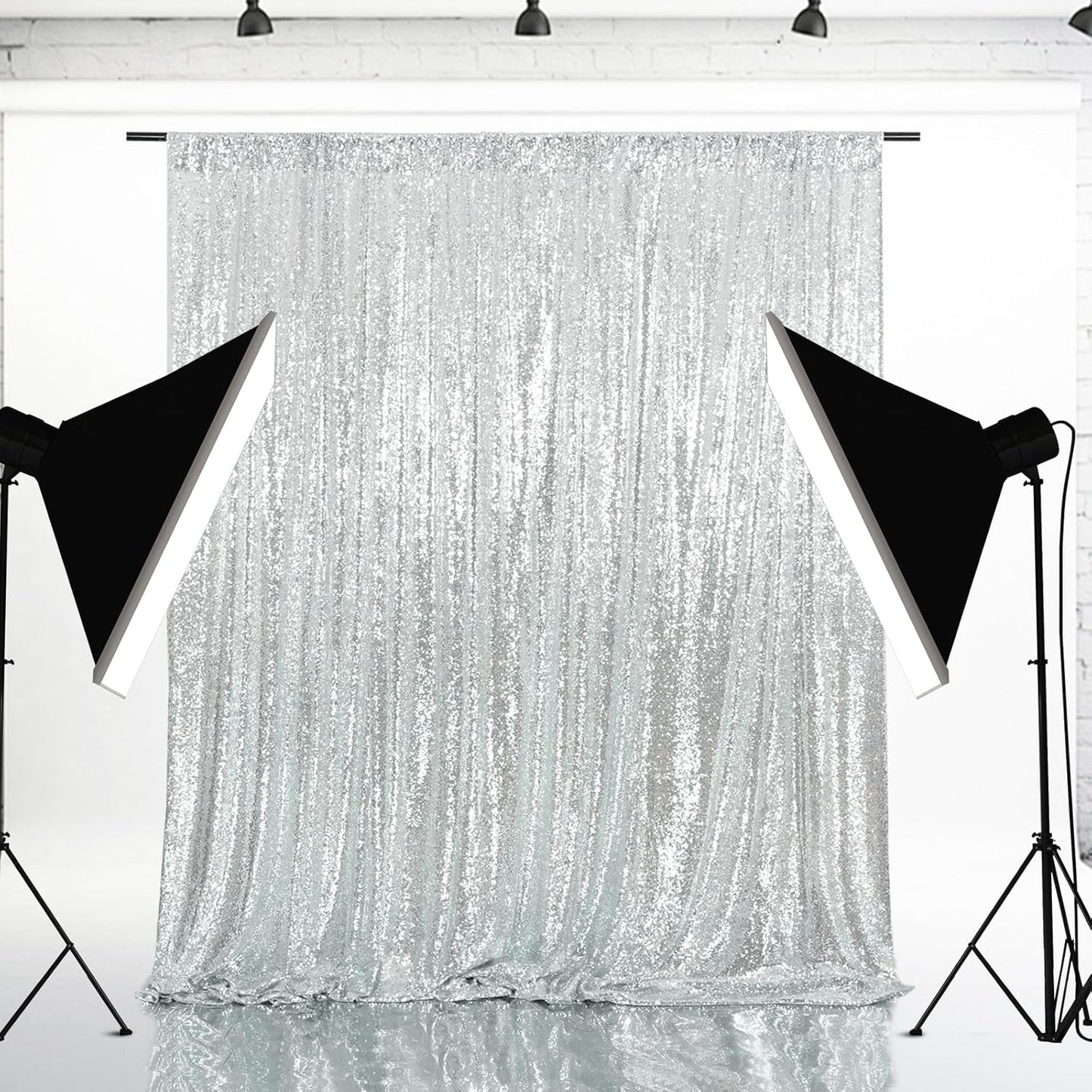 Eternal Beauty Silver Sequin Backdrop, 10x10 Ft Glitter Background Curtains for Shimmer Photography Party Wedding Birthday Back Drop Decor