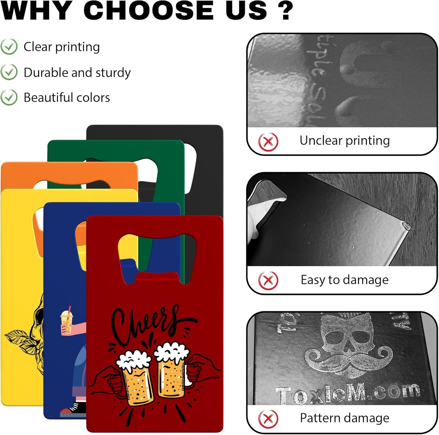 4-100 Pcs Personalized Bottle Opener, Custom Stainless Steel Credit Card Bottle Opener, Full Color Print for 6 Color, Design Your Text Logo for Bar, Wedding, Anniversaries, Party (Blue)