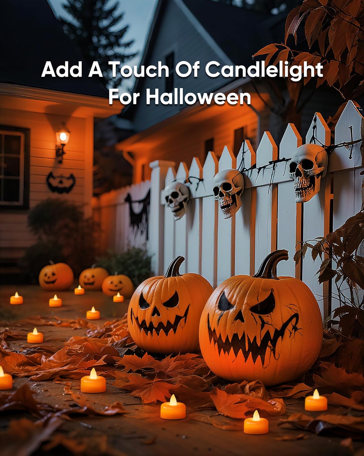 Amagic 12 Pack Halloween Orange Flameless LED Tea Lights Candles Battery Operated, Electric Fake Tealight Candles for Votive, Wedding, Table Centerpiece, Party, Holiday Decor, Christmas