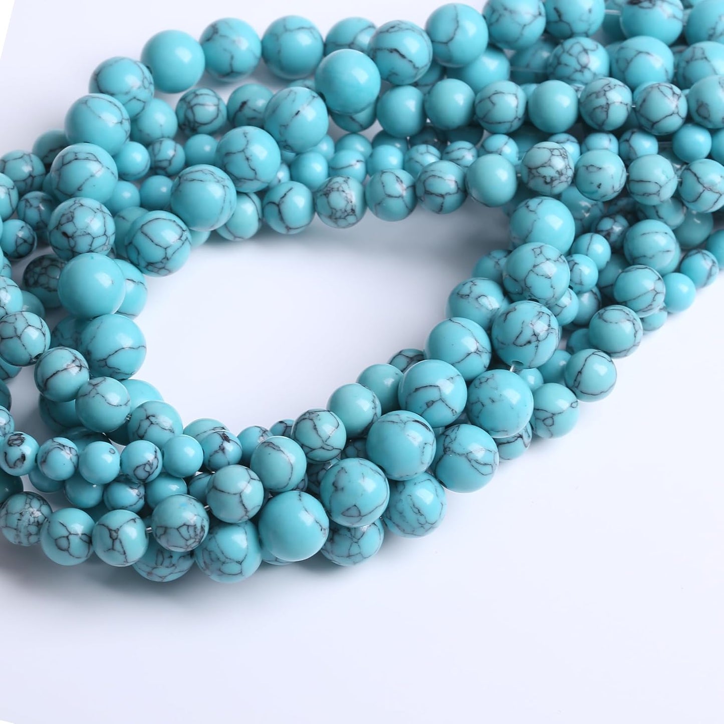 Lake Blue Turquoise Stone Beads Gemstone Round Crystal Energy Jade Beads Stone Beads for Jewelry Making DIY Bracelet Necklace Jewelry Making 1 Strand 15.5inch 31PCS 12MM