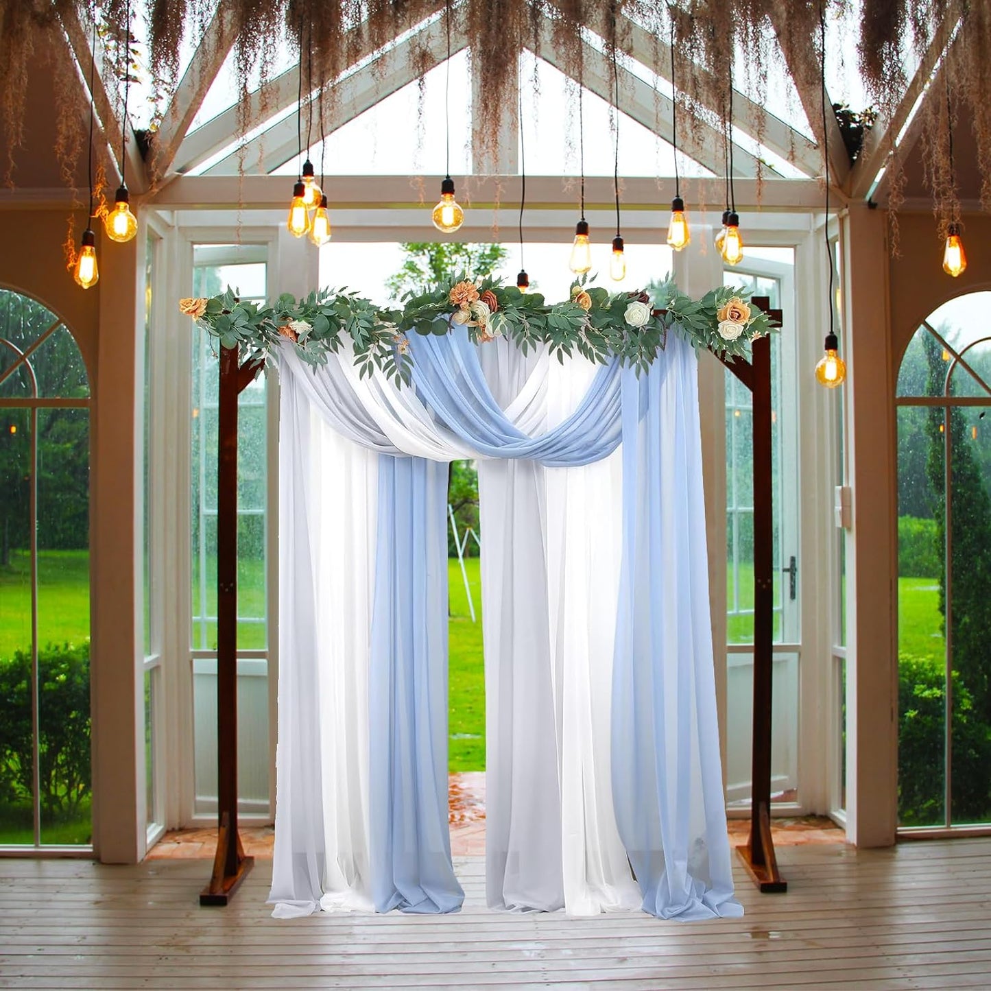 7.3FT Wooden Wedding Arch Stand Square Wood Arch Wedding Arbor for Ceremony Party Proposal Scene Garden