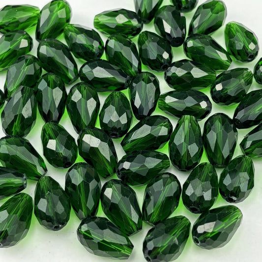 150pcs 4x6mm Teardrop Crystal Glass Beads for Jewelry Making, Faceted Vertical Hole Teardrop Glass Spacer Beads for Wind Chimes Bracelet Earring Necklace DIY Craft(Dark Green)