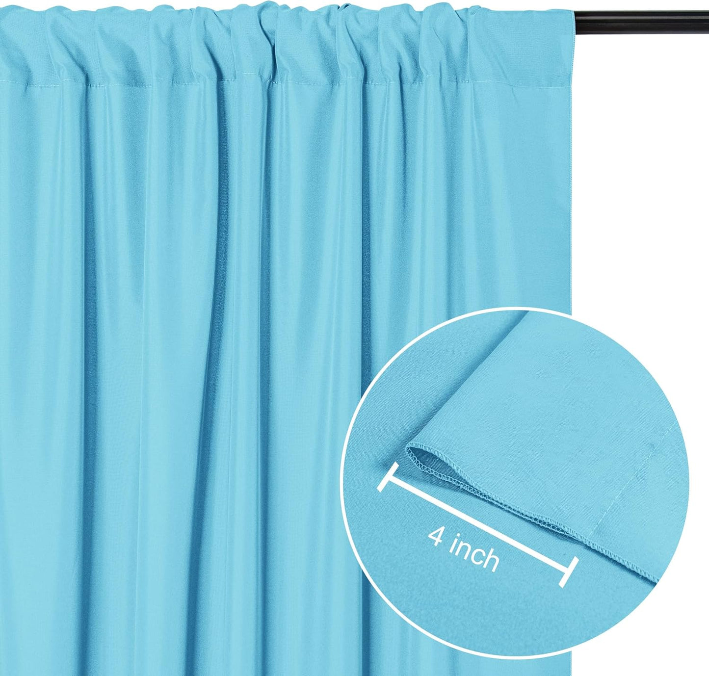 DWCN 10x10 FT Backdrop Curtains for Parties, Photography Backdrop Drapes with Rod Pockets for Wedding Decorations Stage Birthday Family Gatherings, 2 Panels 5ft x 10ft, Baby Blue