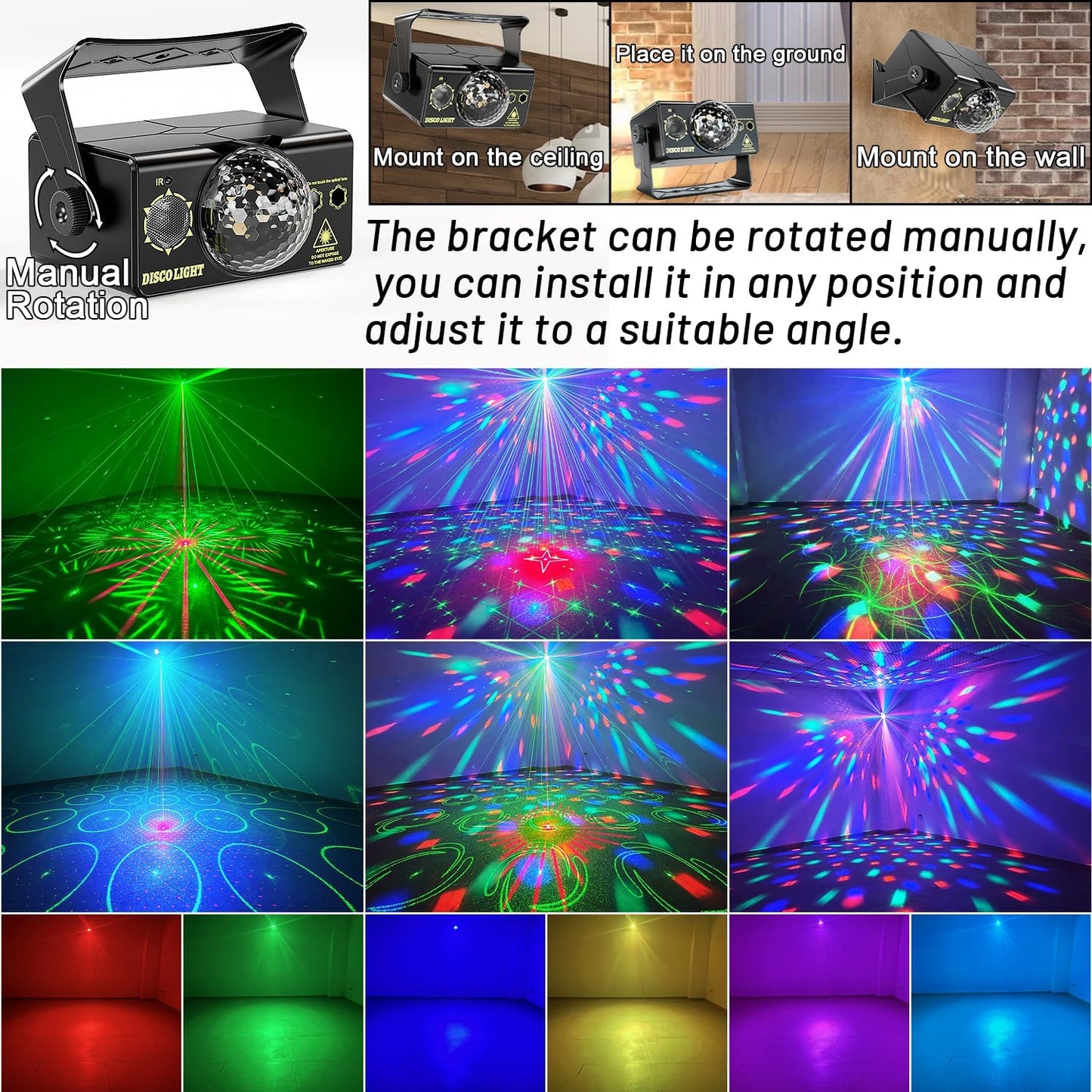 Party Lights, DJ Disco Light Disco Ball Light Sound Activated Strobe Stage Lights for Parties Birthday Christmas Gift Wedding Karaoke KTV Bar Club Pub Dance Home Room Halloween Decorations