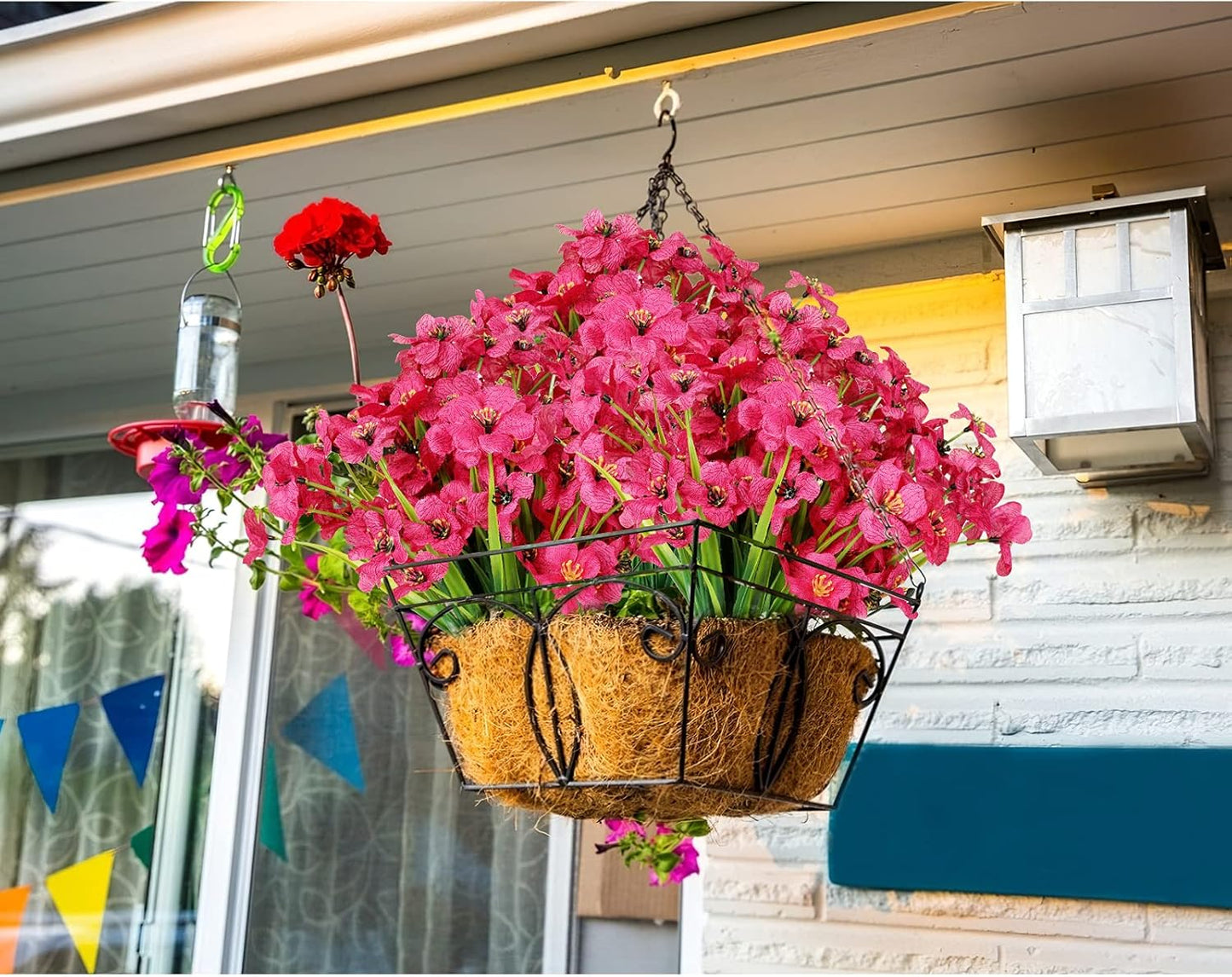 AmyHomie 20 Bundles Artificial Flowers for Outdoor Outside Spring Summer Decoration UV Resistant Faux Flowers No Fade Fake Plastic Plants Garden Porch Window Box Decorating (Fuchsia)