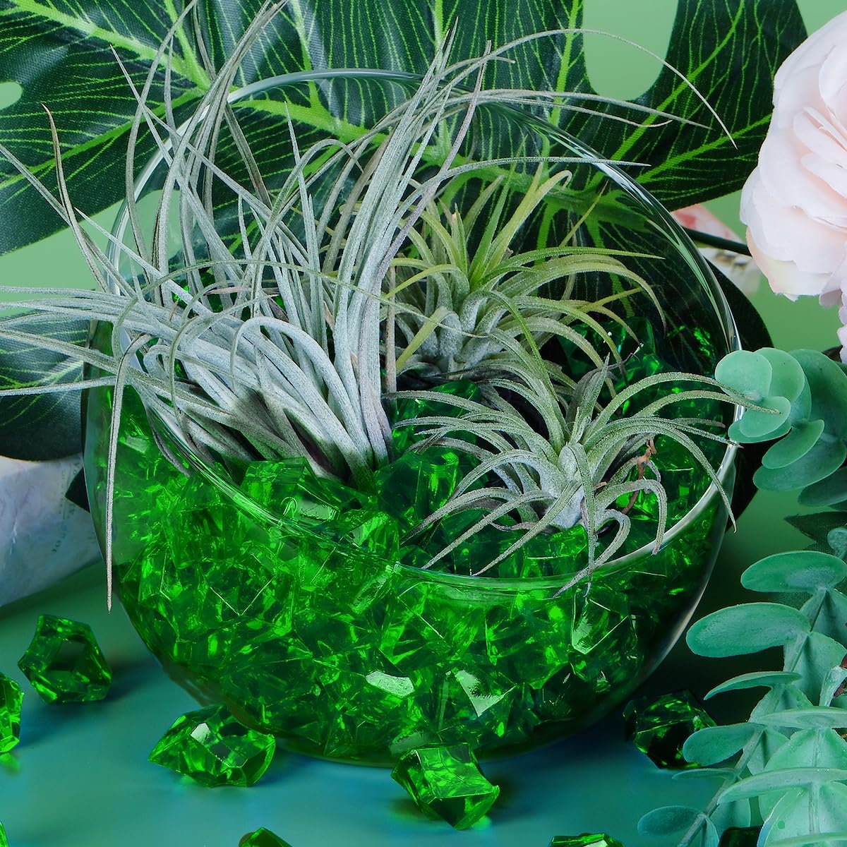 Babenest Acrylic Crushed Ice Rocks, 150 PCS Fake Crystals Plastic Ice Cubes Diamonds Gems for Vase Fillers, Home Decoration, Table Scatter, Event, Wedding, Arts & Crafts (Green)