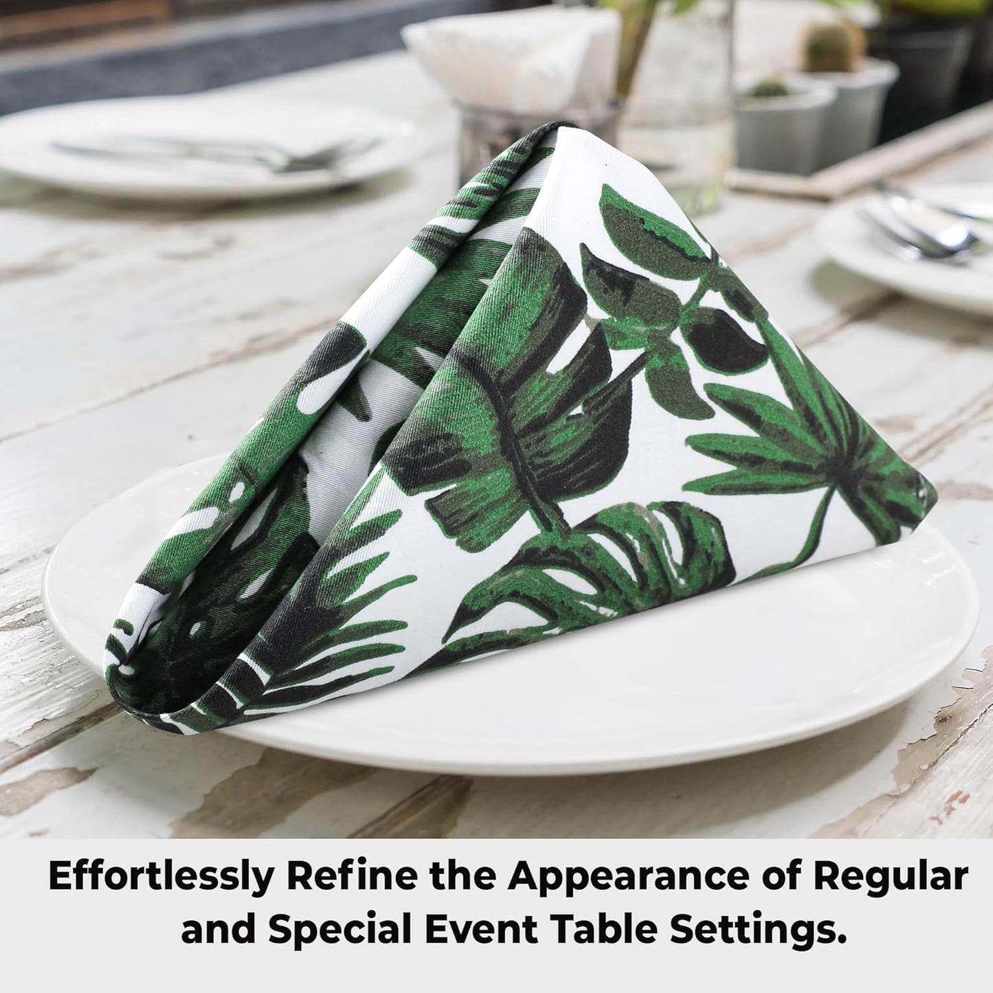 Urban Villa Cloth Napkins Tropical Print 100% Cotton Absorbent Dinner Napkins (Set of 12) Oversized 20x20 Inches Soft Durable Reusable Washable Ideal for Everyday Use Wedding Parties Premium Quality