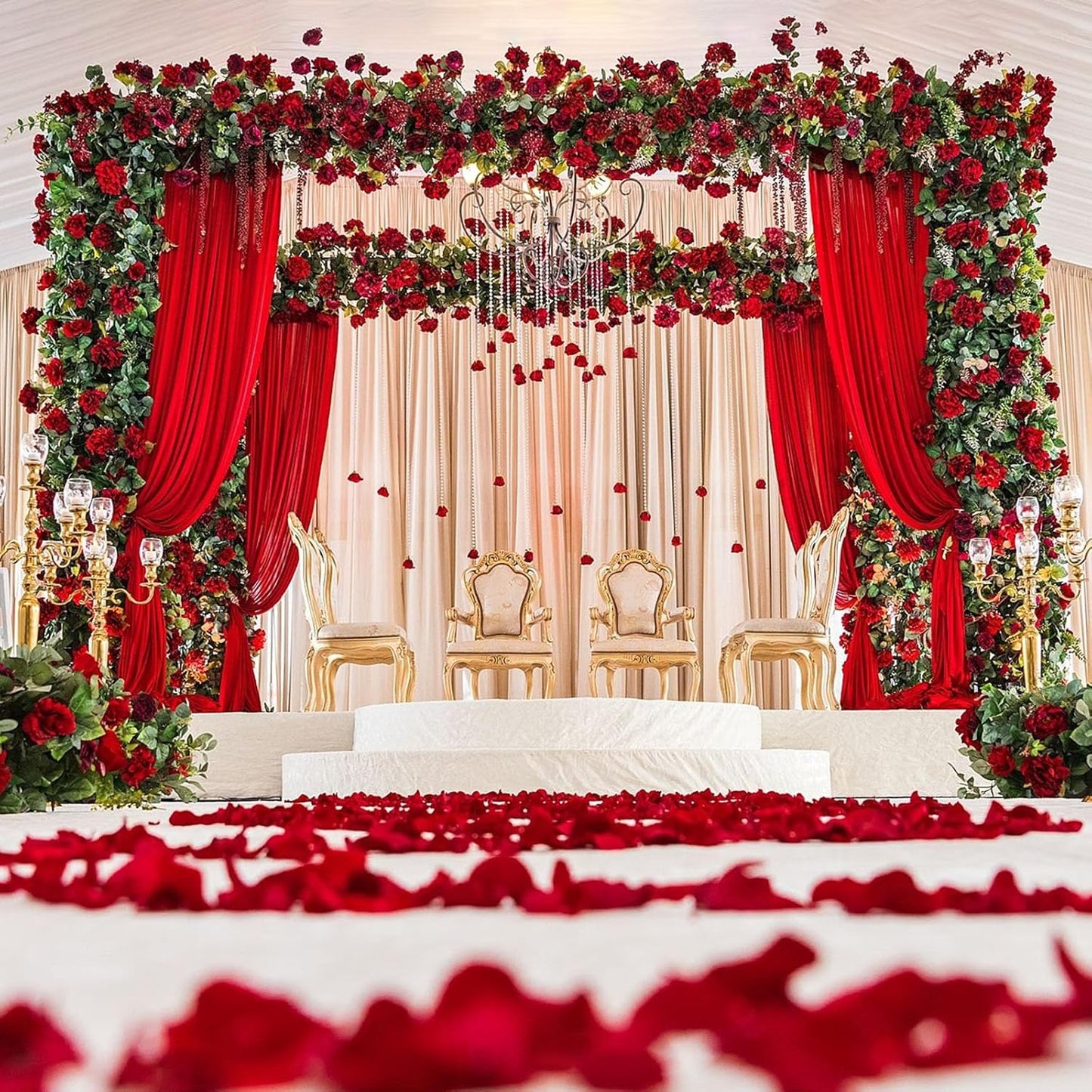 10ft x 10ft Red Backdrop Curtains for Parties, Fabric Satin Background Curtain with Rod Pockets for Weddings, Birthday, Baby Shower, Photography, Graduation Party Backdrop Drapes, 2 Panels