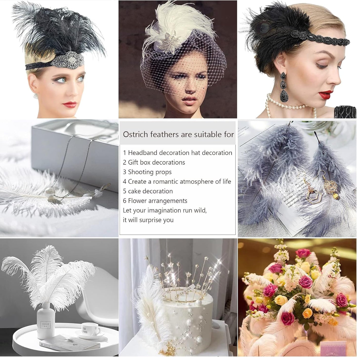 THARAHT Blue Ostrich Feathers 24pcs Natural Bulk 10-12Inch 25cm-30cm for Crafts Wedding Party Centerpieces Easter Gatsbi and Home Decoration Feathers