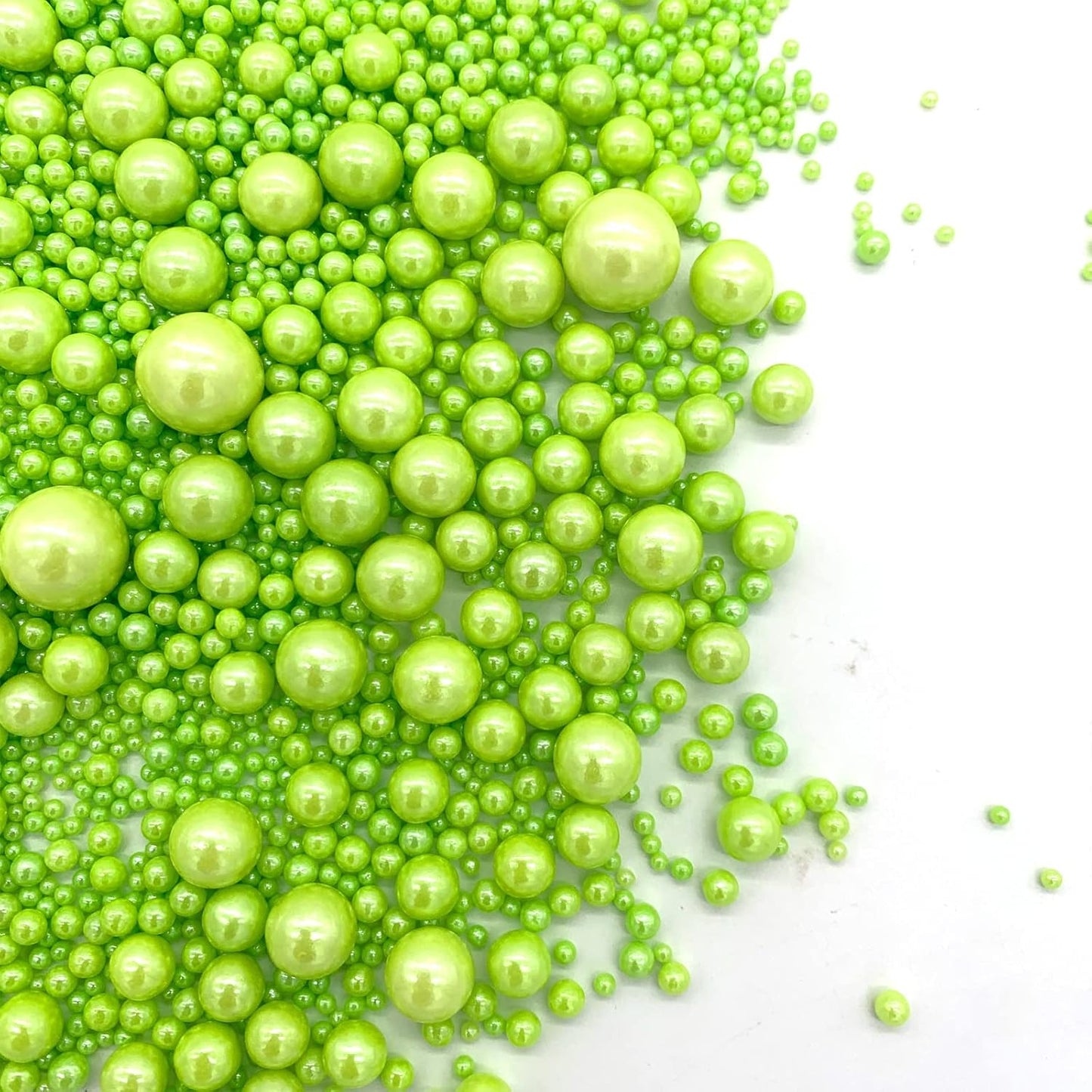 Weraru Edible Green Pearl Sugar Sprinkles Candy Mixing Size Baking Edible Cake Decorations Cupcake Toppers Cookie Decorating Celebrations Wedding Shower Party Chirstmas Supplies 130g/ 4.58oz