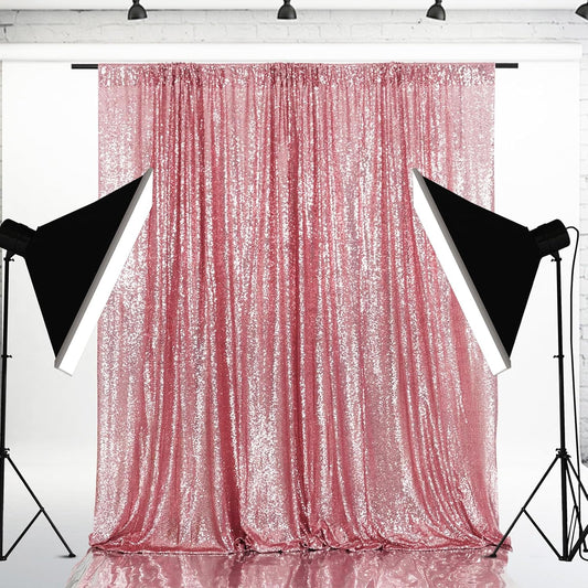 Eternal Beauty Fuchsia Pink Sequin Backdrop, 5x7 Ft Glitter Background Curtains for Shimmer Photography Party Wedding Birthday Back Drop Decor