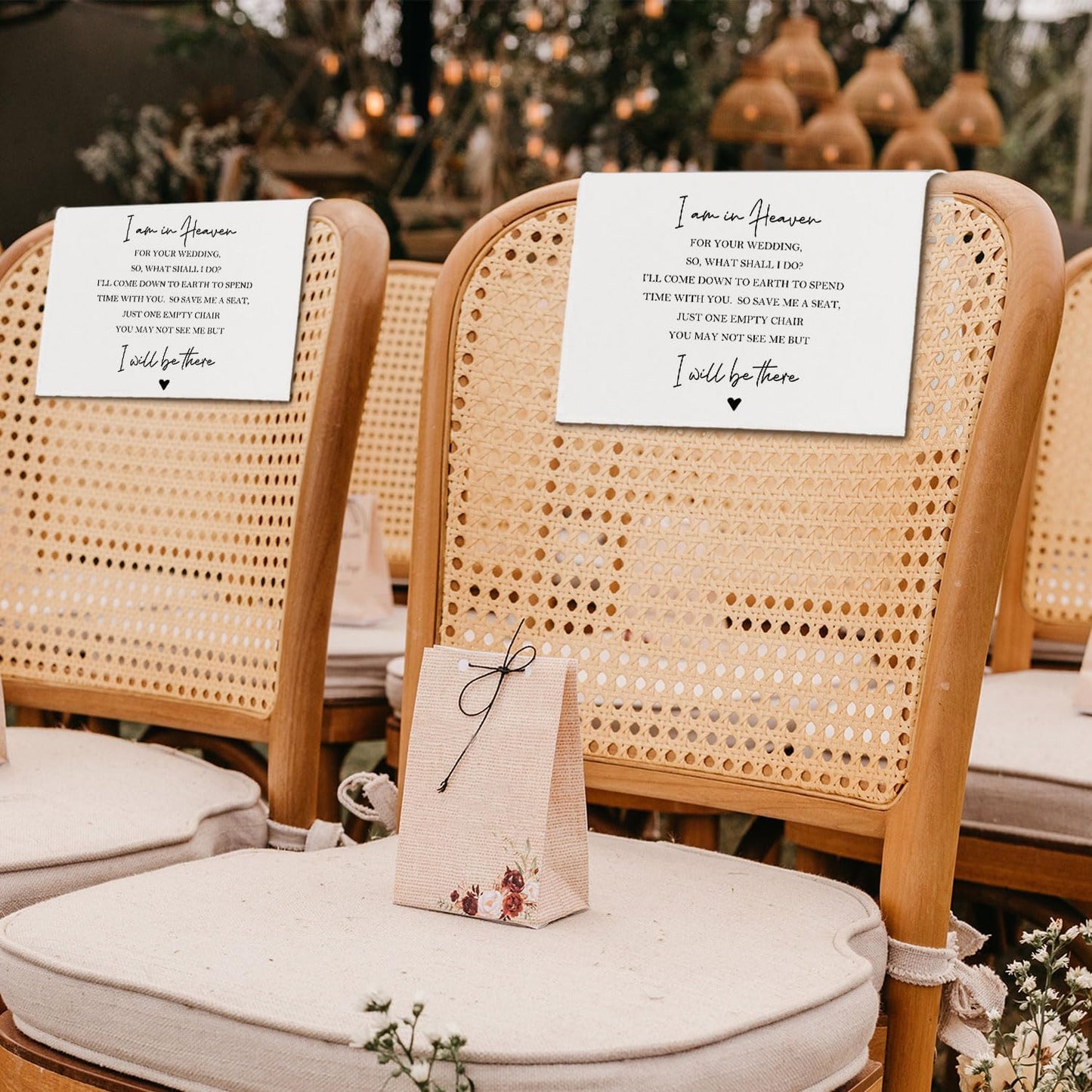 In Loving Memory Wedding Sign, I Am in Heaven for Your Reserved Chair Sign Pew Cloths Seating Placeholder, Wedding Decorations for Reception Celebrations Event (2 Pcs)