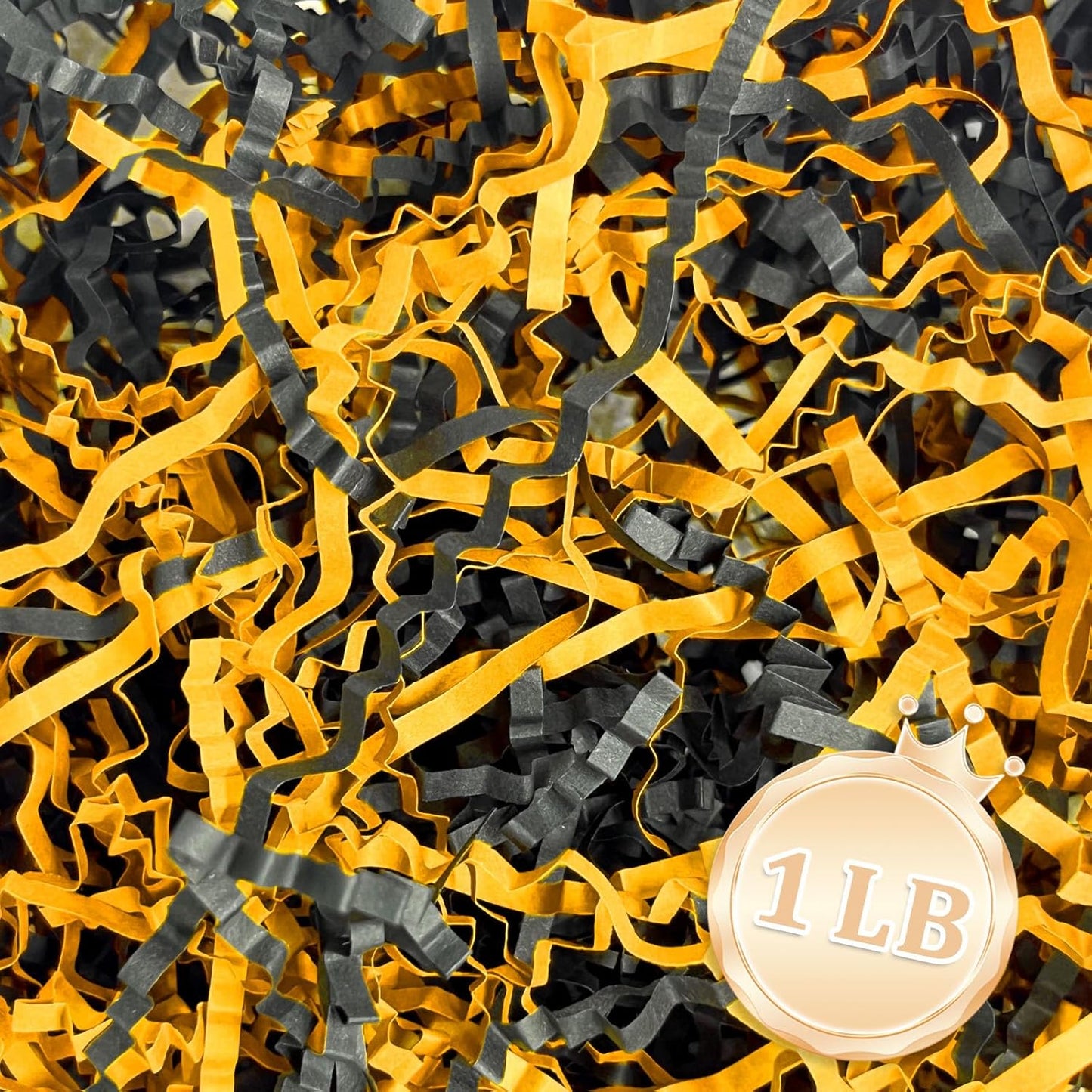 Zankubom 1 LB Crinkle Cut Paper Shred Filler Great for Gift Wrapping, Basket Fillers, Birthday, Gift Wrapping, Anniversary, Halloween Christmas Party Decor Filling Supplies Black Gold