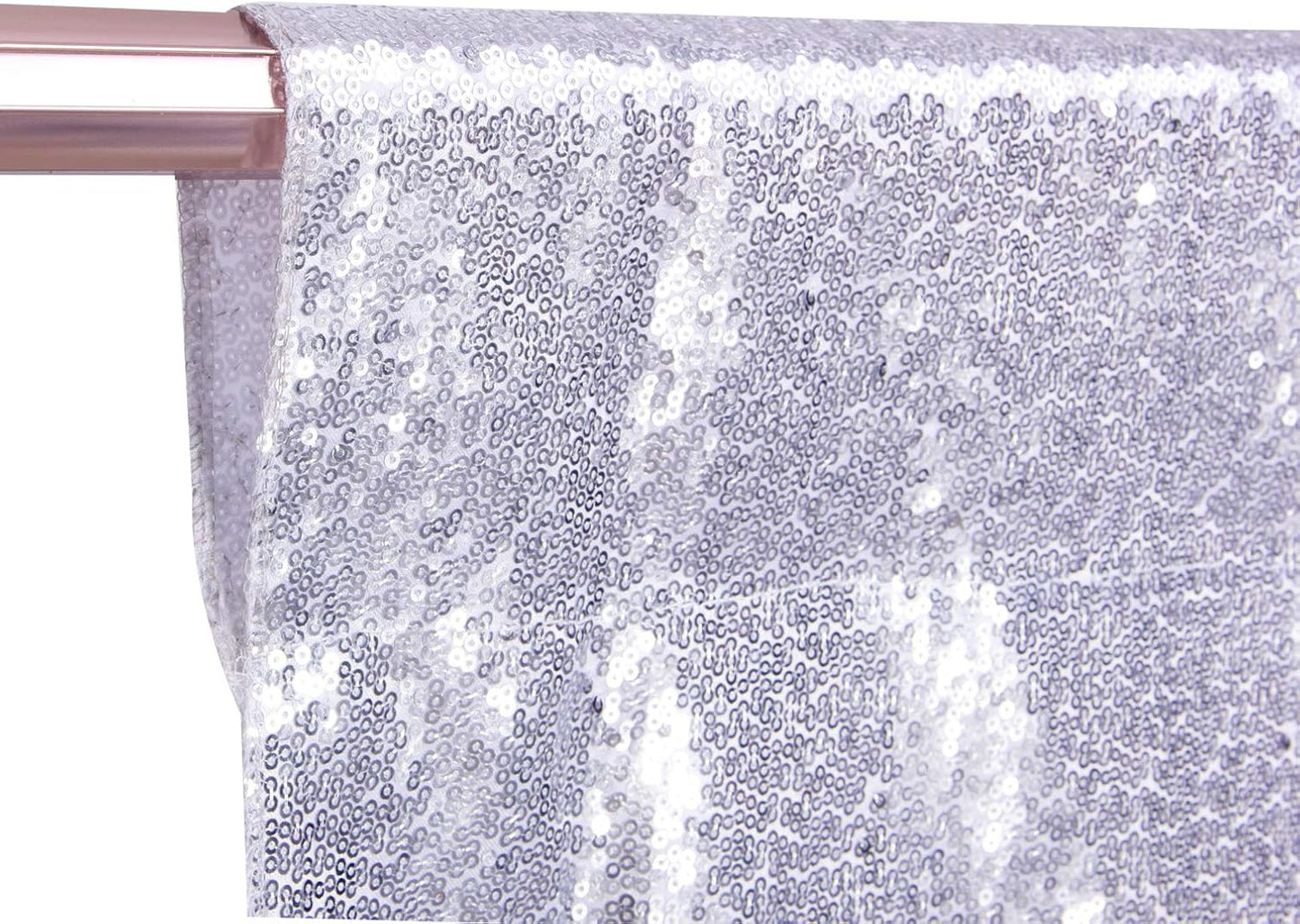 Poise3EHome 10Ft x 10Ft Silver Sequin Backdrop Curtain, Glitter Thick Satin Background Drapes, Sparkly Opaque Photography Curtain, Sequence Xmas Thanksgiving Backdrop for Wedding Party Decor