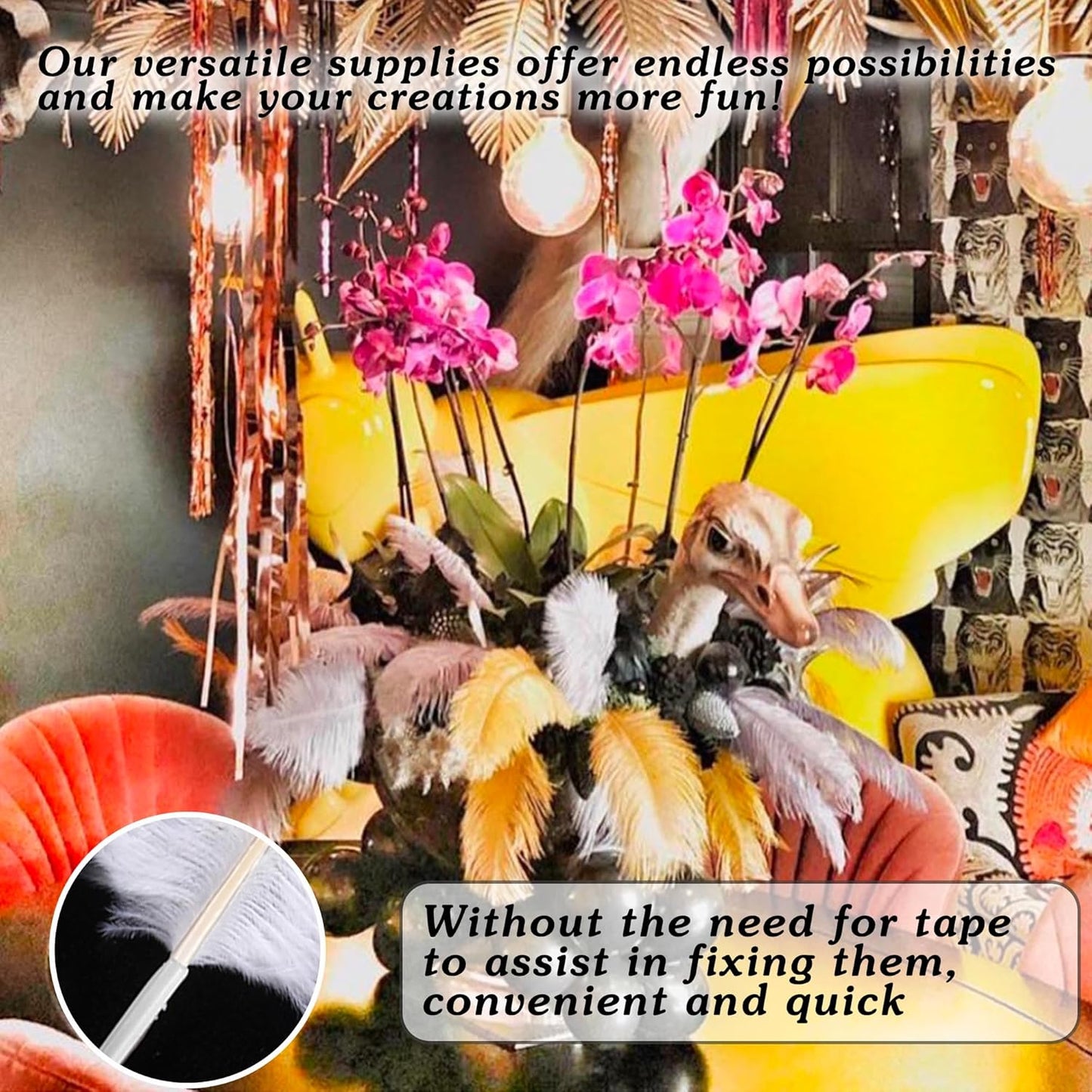 SOGUGOM Black Craft Ostrich Feathers - 30PCS 8-10 inch Ostrich Feathers Kit for Centerpieces, Kindergarten Crafts, Dream Catchers and DIY Projects(Black)